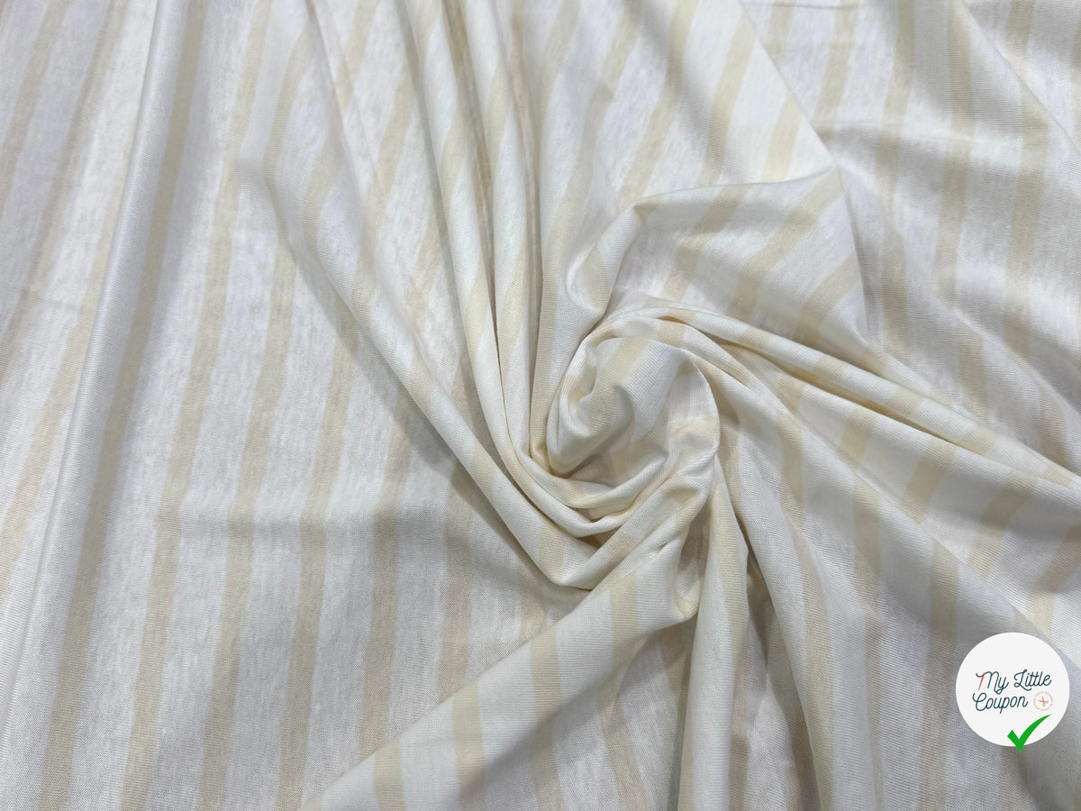 JERSEY DE COTON DOUX STRETCH RAYURES NEIGE ET ÉCRU FABRICATION RÉGION DE TROYES 🇫🇷 - My Little Coupon
