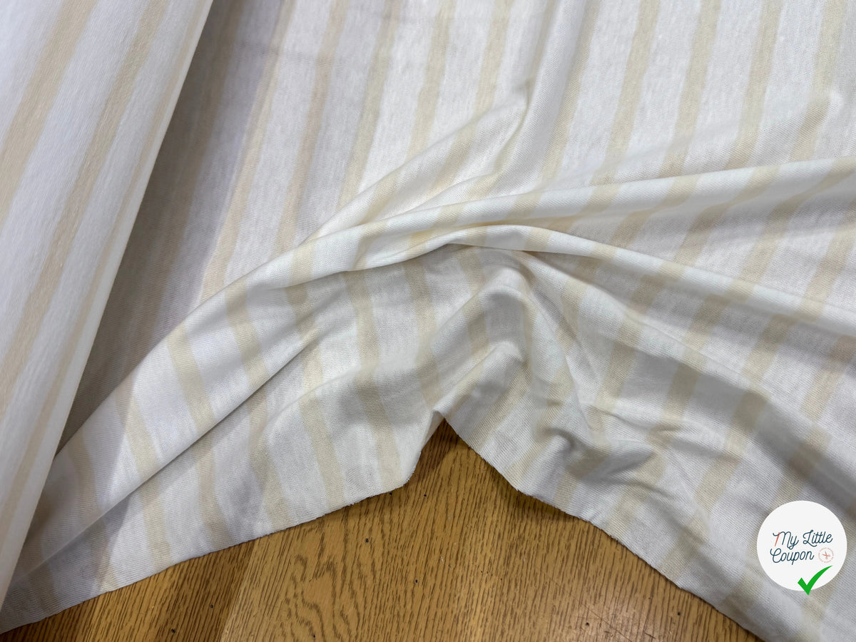 JERSEY DE COTON DOUX STRETCH RAYURES NEIGE ET ÉCRU FABRICATION RÉGION DE TROYES 🇫🇷 - My Little Coupon