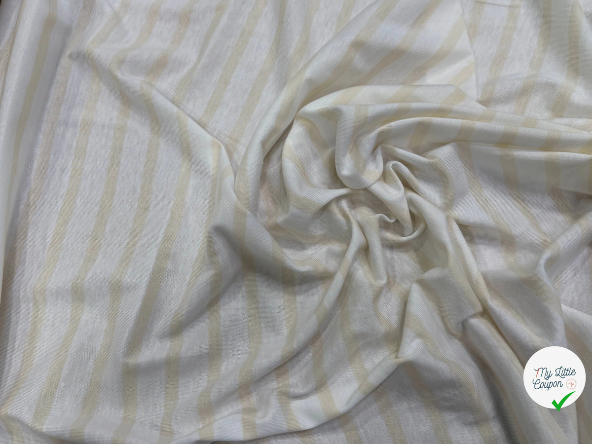 JERSEY DE COTON DOUX STRETCH RAYURES NEIGE ET ÉCRU FABRICATION RÉGION DE TROYES 🇫🇷 - My Little Coupon