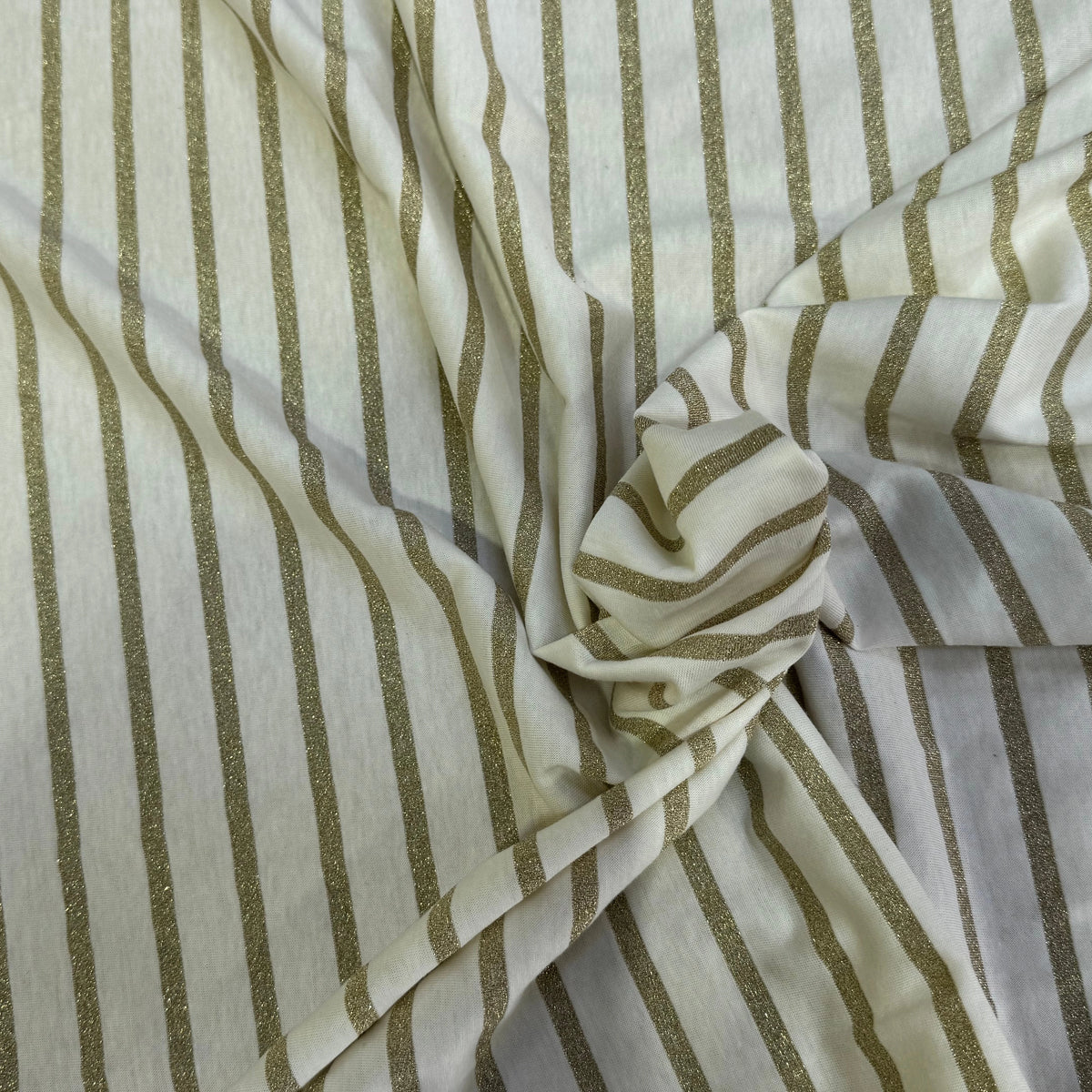 JERSEY DE COTON ÉCRU RAYURES BRILLANTINE BEIGE KAKI FABRICATION RÉGION DE TROYES 🇫🇷 - My Little Coupon