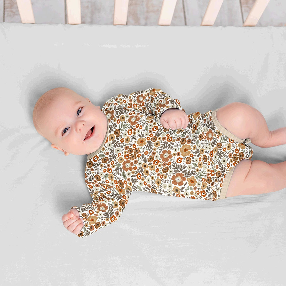 Jersey de coton fleurs blanc cassé