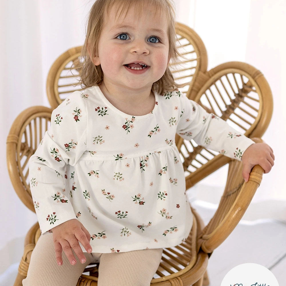 Jersey de coton fleurs blanc cassé