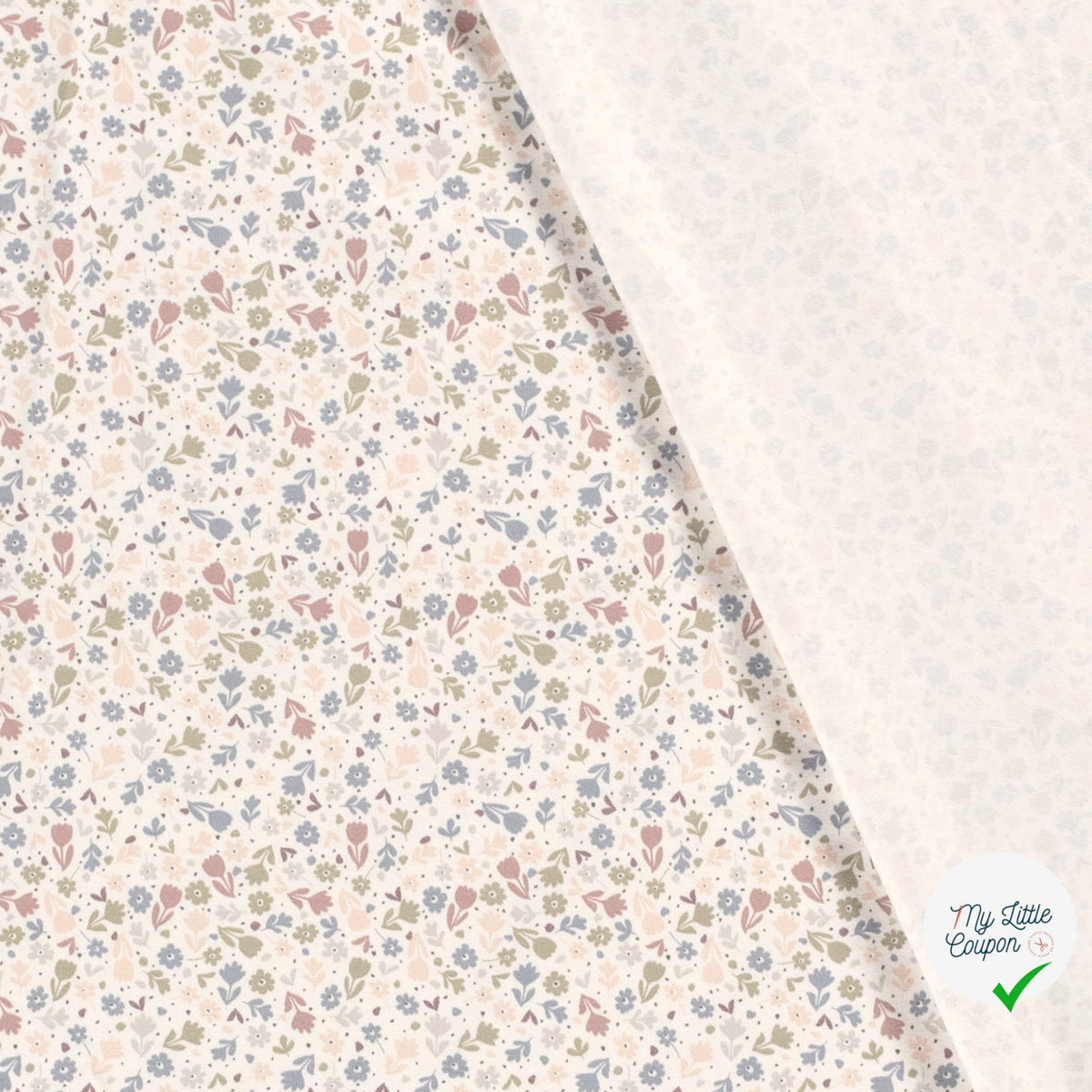 Jersey de coton fleurs blanc cassé