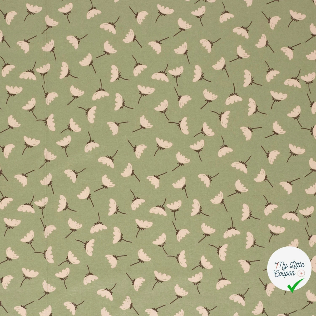 Jersey de coton fleurs vert olive