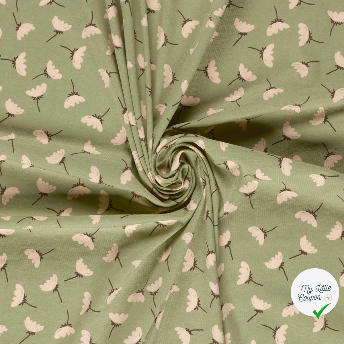 Jersey de coton fleurs vert olive