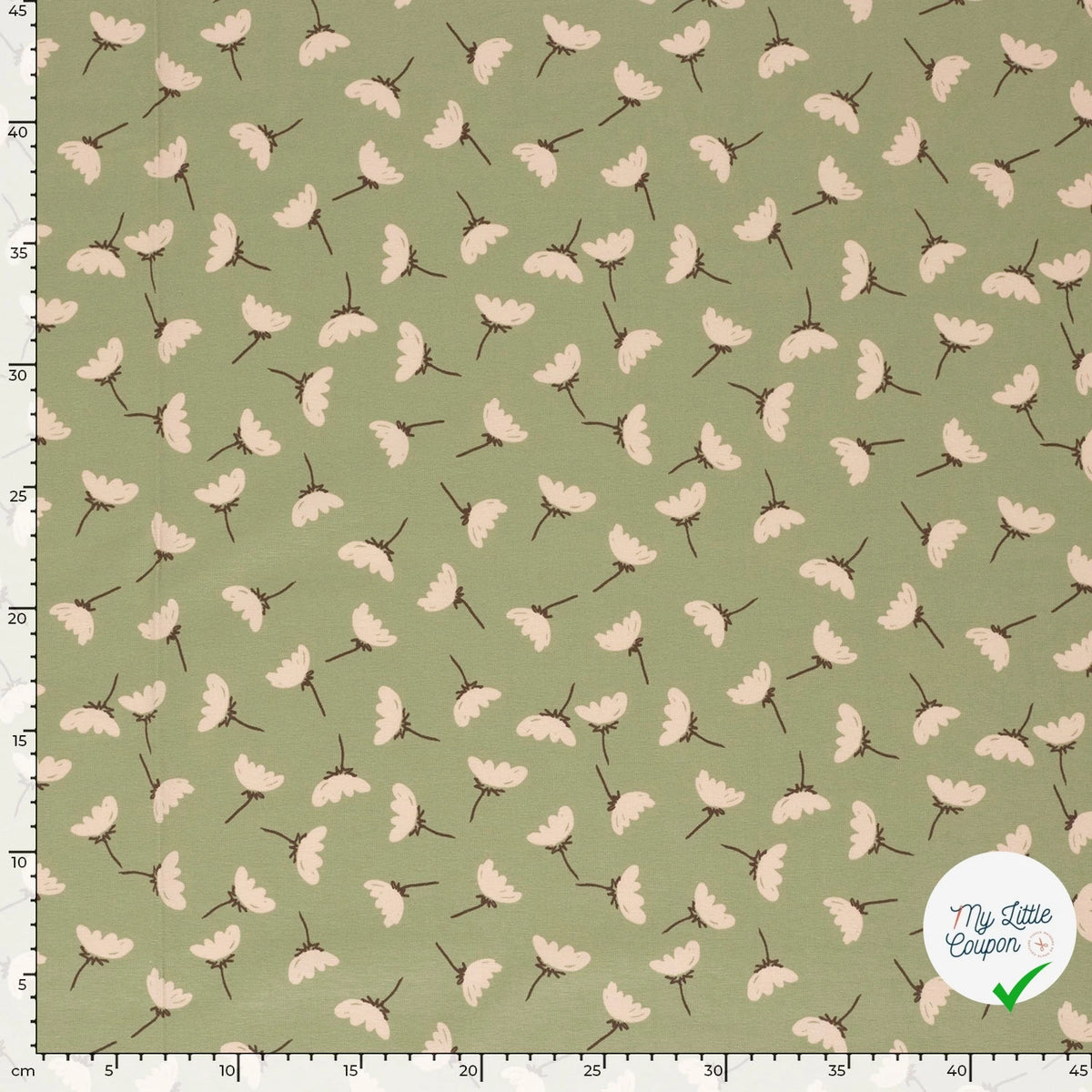 Jersey de coton fleurs vert olive