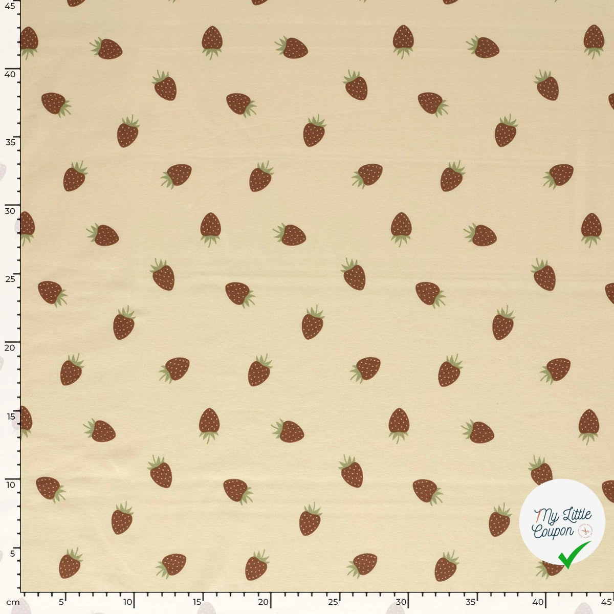 JERSEY DE COTON FRAISES BEIGE - My Little Coupon