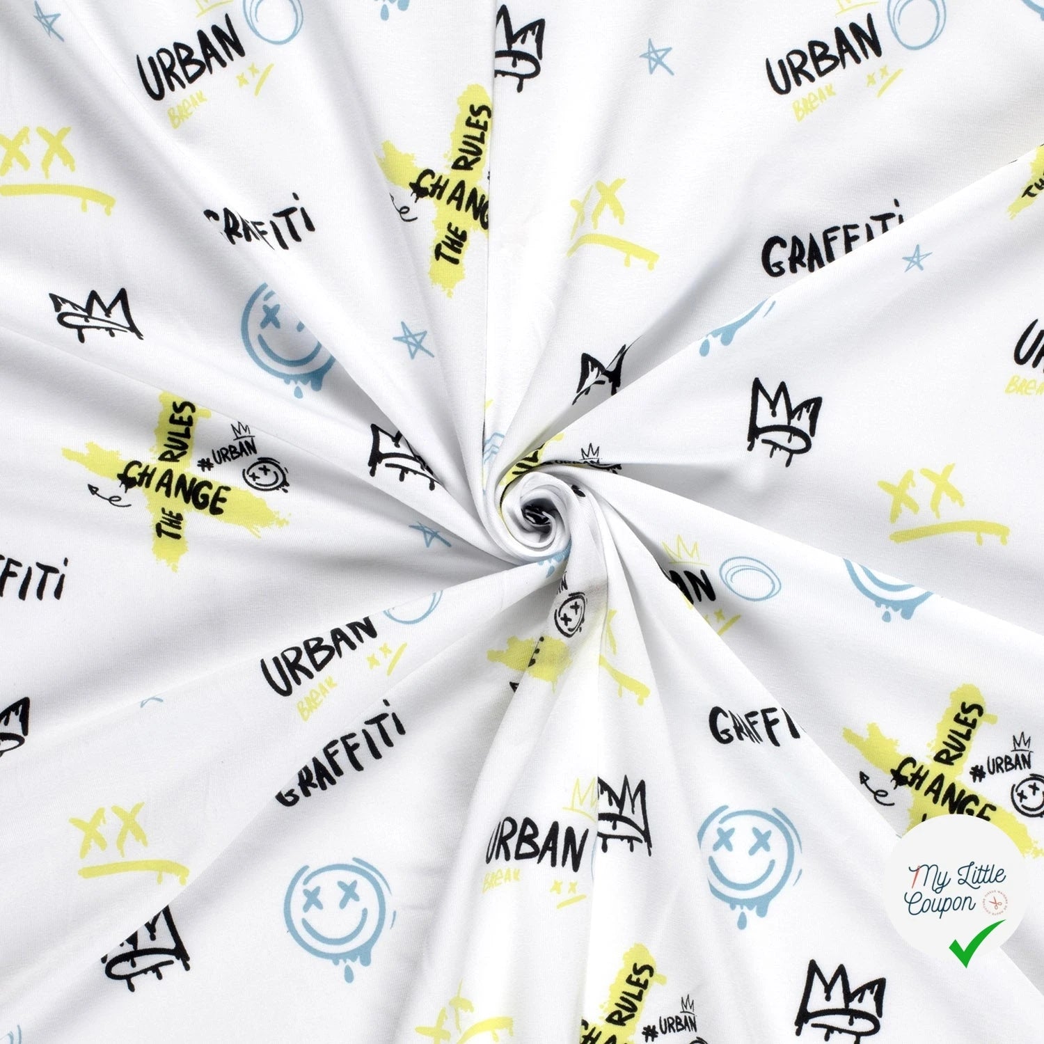 Jersey de coton graffiti blanc