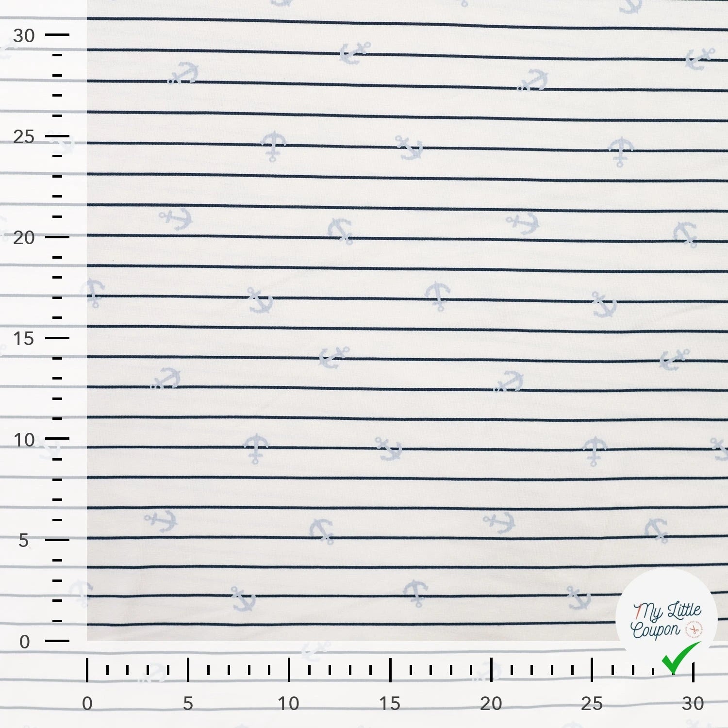 JERSEY DE COTON IMPRIMÉ ANCRES FOND BLEU MARINE - My Little Coupon