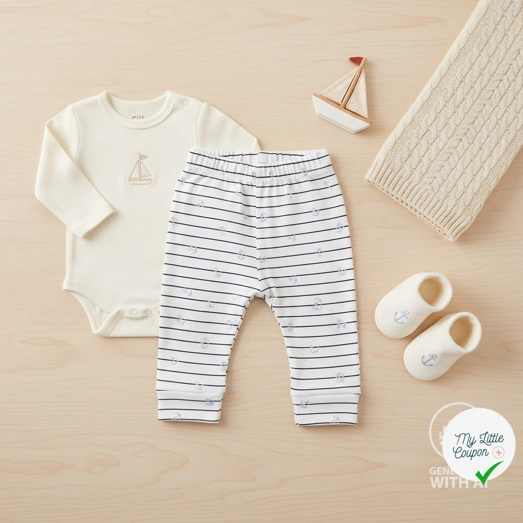 JERSEY DE COTON IMPRIMÉ ANCRES FOND BLEU MARINE - My Little Coupon