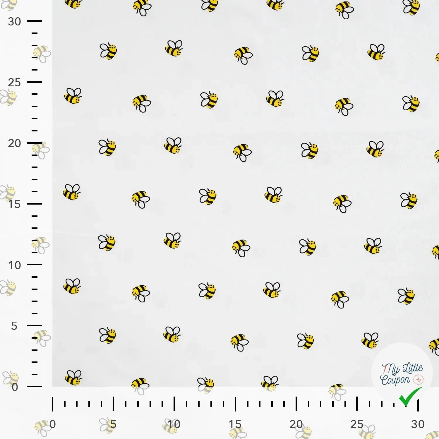JERSEY DE COTON IMPRIMÉ BEES ECRU - My Little Coupon