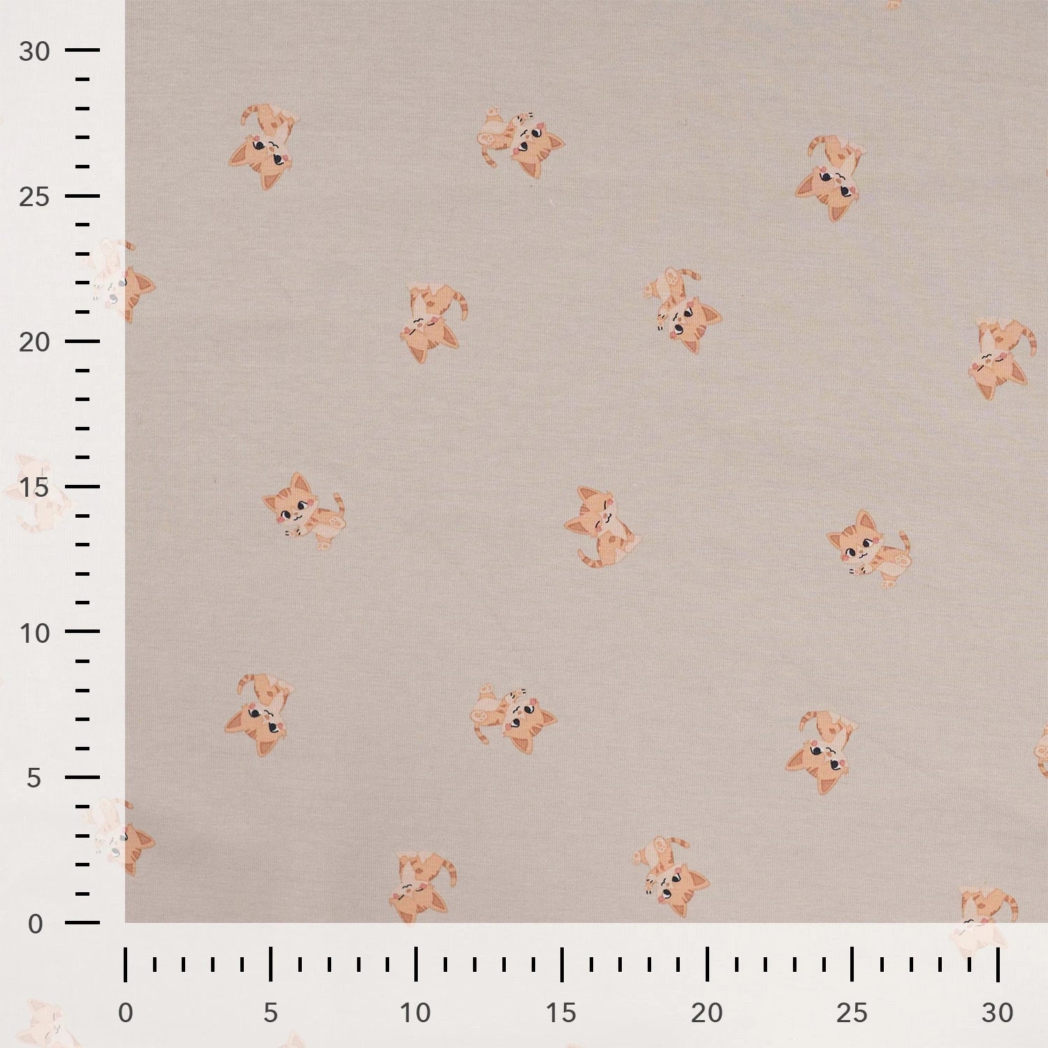 JERSEY DE COTON IMPRIMÉ CHATS FOND SABLE - My Little Coupon