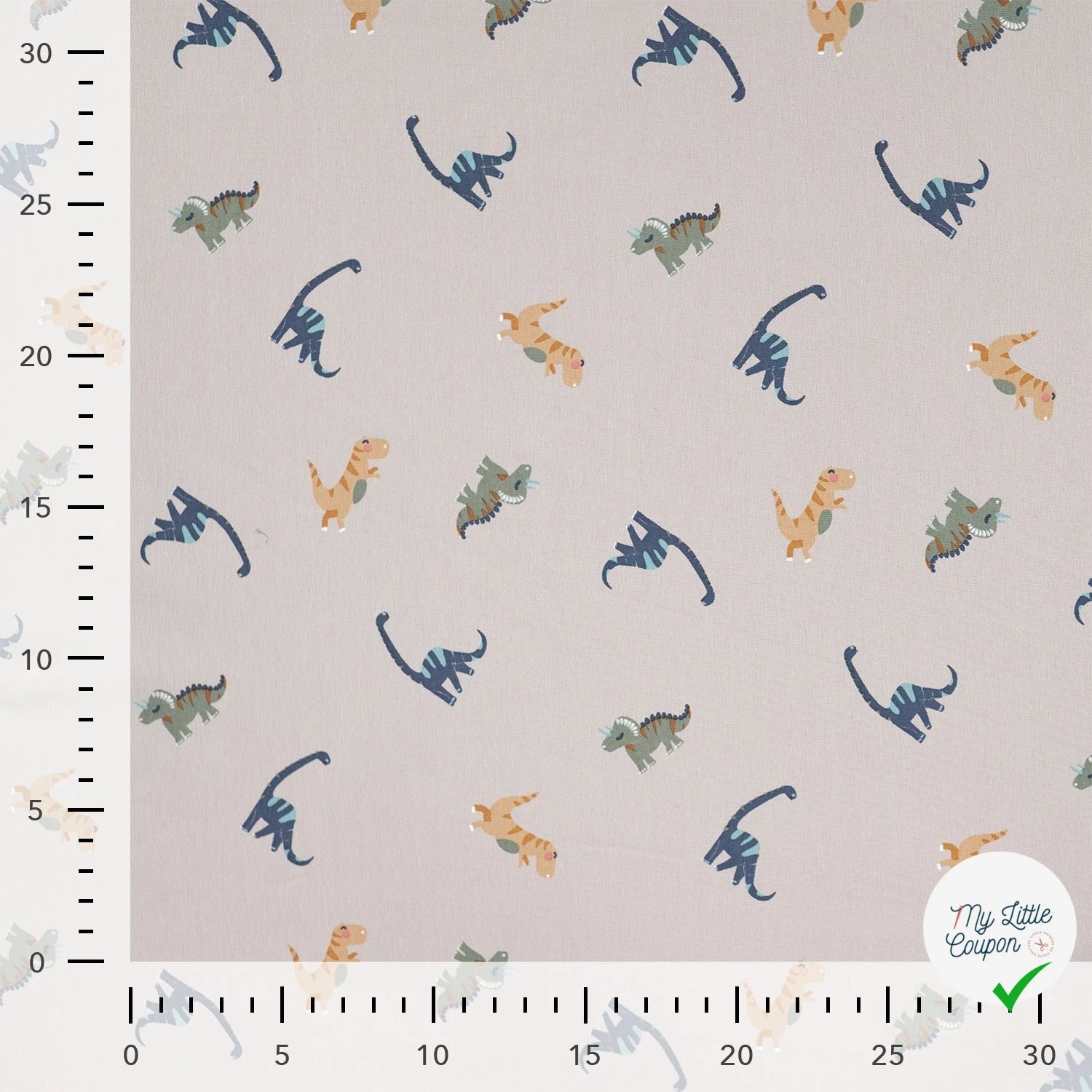 JERSEY DE COTON IMPRIMÉ DINOSAURES FOND SABLE - My Little Coupon