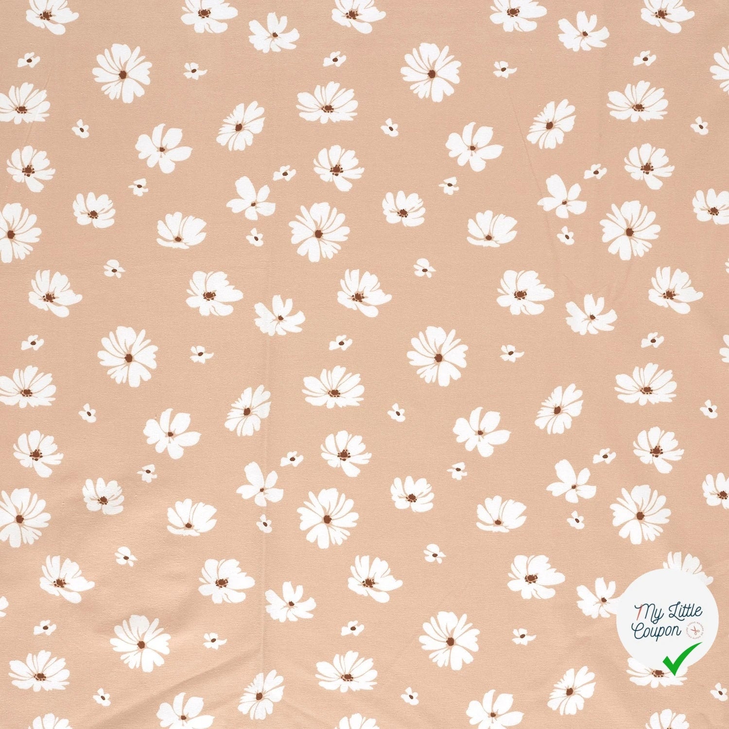 JERSEY DE COTON IMPRIMÉ FLEURS ROSE - My Little Coupon