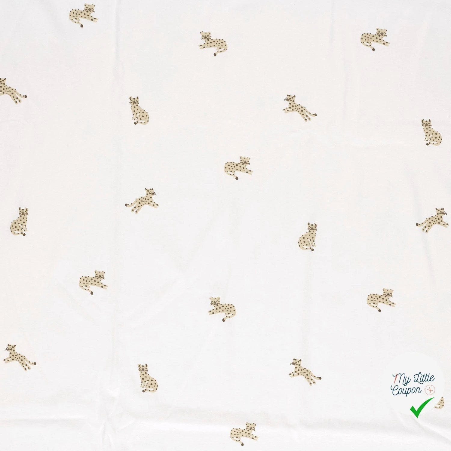 JERSEY DE COTON IMPRIMÉ LÉOPARDS BLANC CASSÉ - My Little Coupon