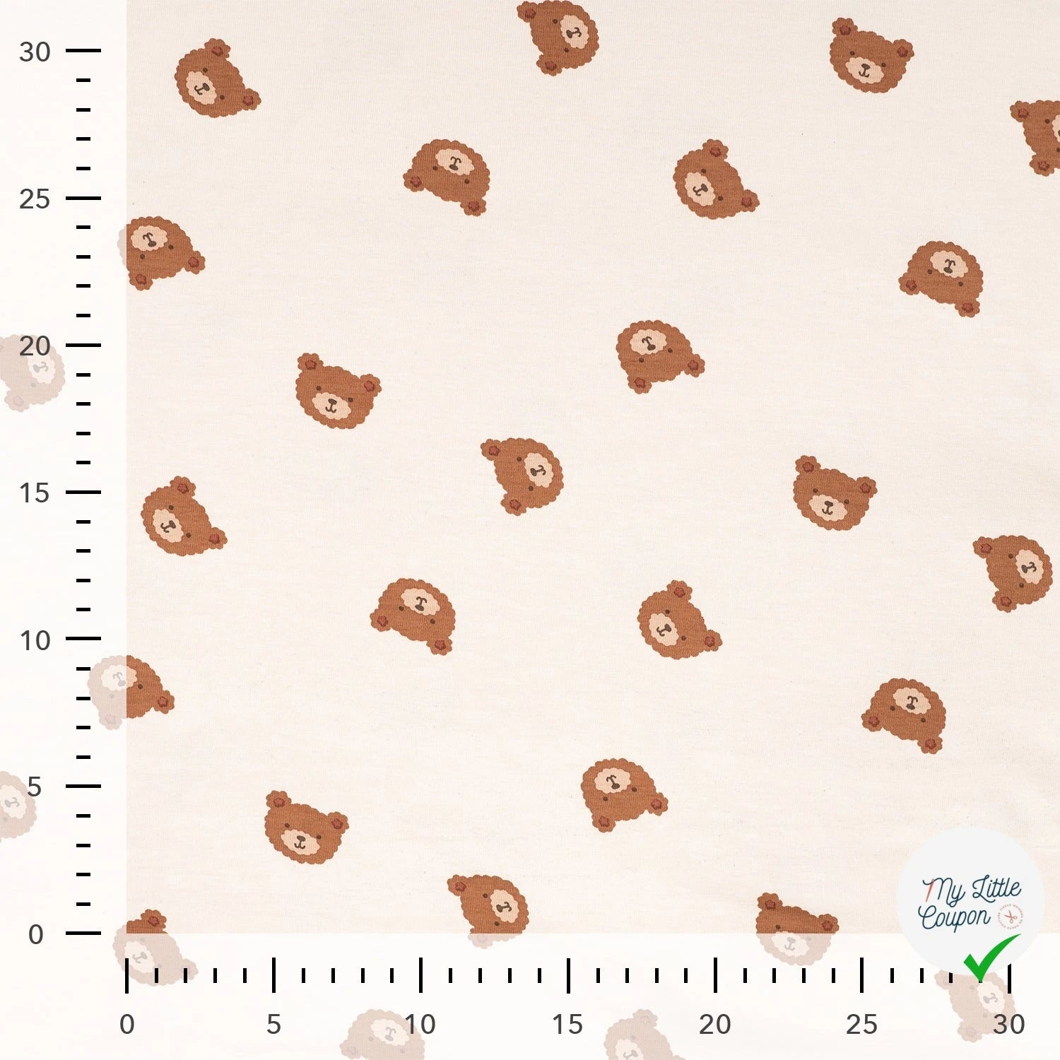 JERSEY DE COTON IMPRIMÉ OURS FOND SABLE - My Little Coupon