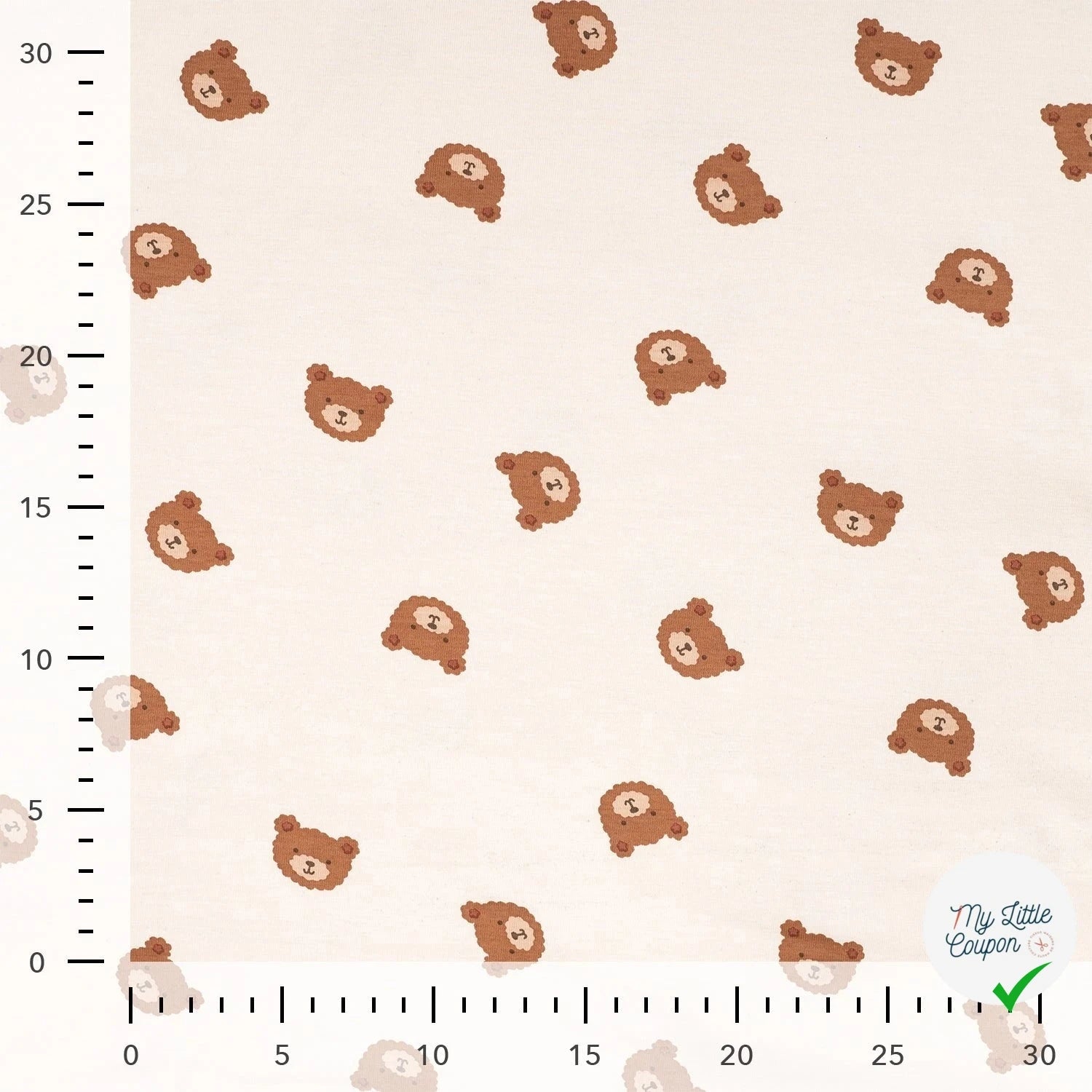 JERSEY DE COTON IMPRIMÉ OURS FOND SABLE - My Little Coupon
