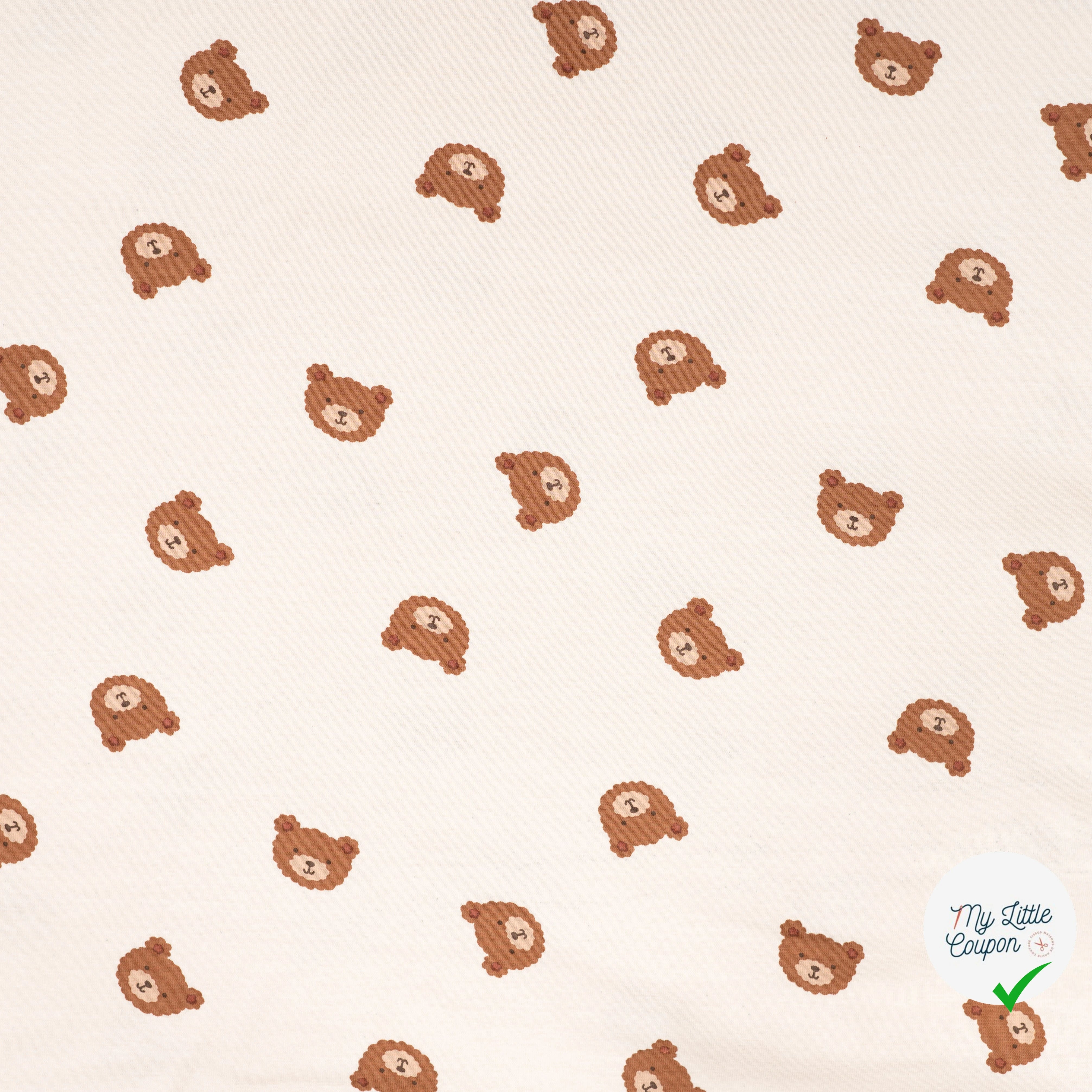 JERSEY DE COTON IMPRIMÉ OURS FOND SABLE - My Little Coupon