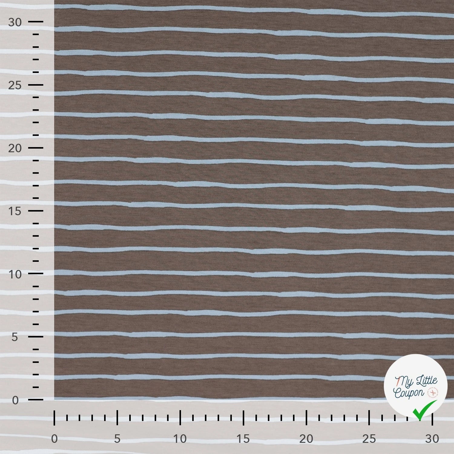 JERSEY DE COTON IMPRIMÉ RAYURES FOND KAKI FONCÉ - My Little Coupon