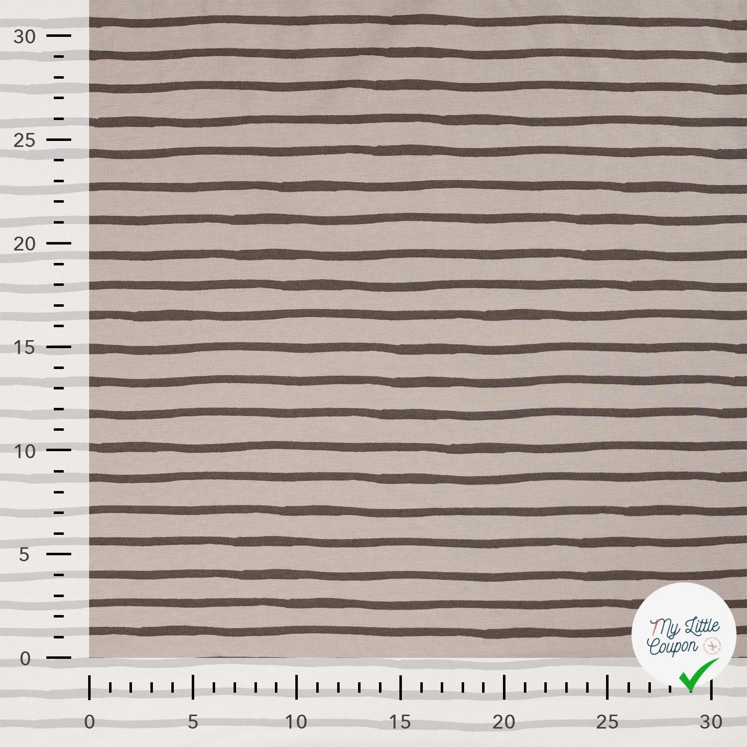 JERSEY DE COTON IMPRIMÉ RAYURES FOND SABLE - My Little Coupon