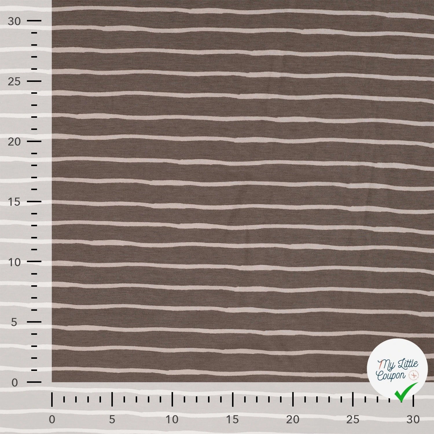 JERSEY DE COTON IMPRIMÉ RAYURES FOND TAUPE - My Little Coupon