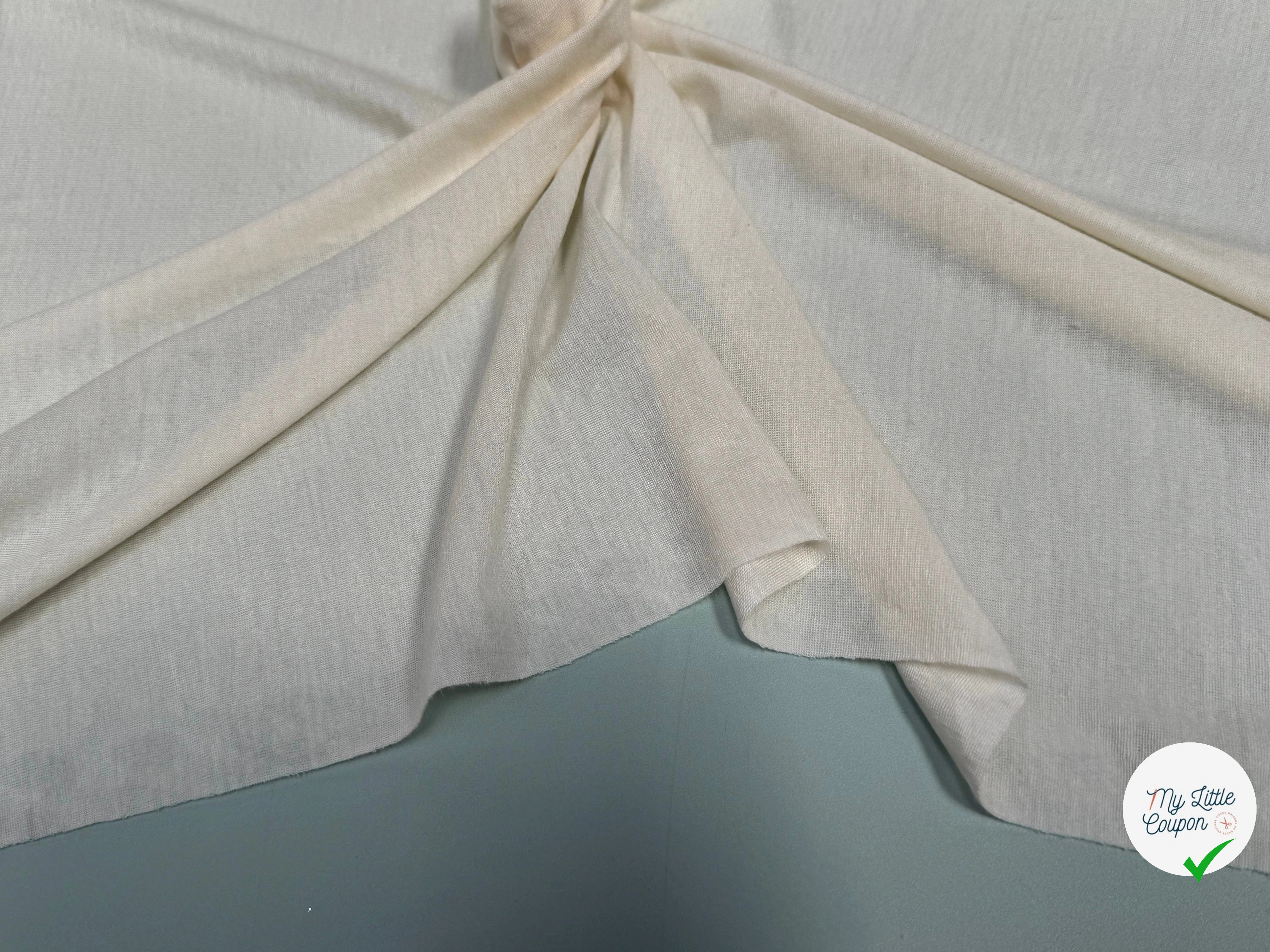 JERSEY DE COTON LÉGER DOUX TOUCHER ÉCRU - My Little Coupon