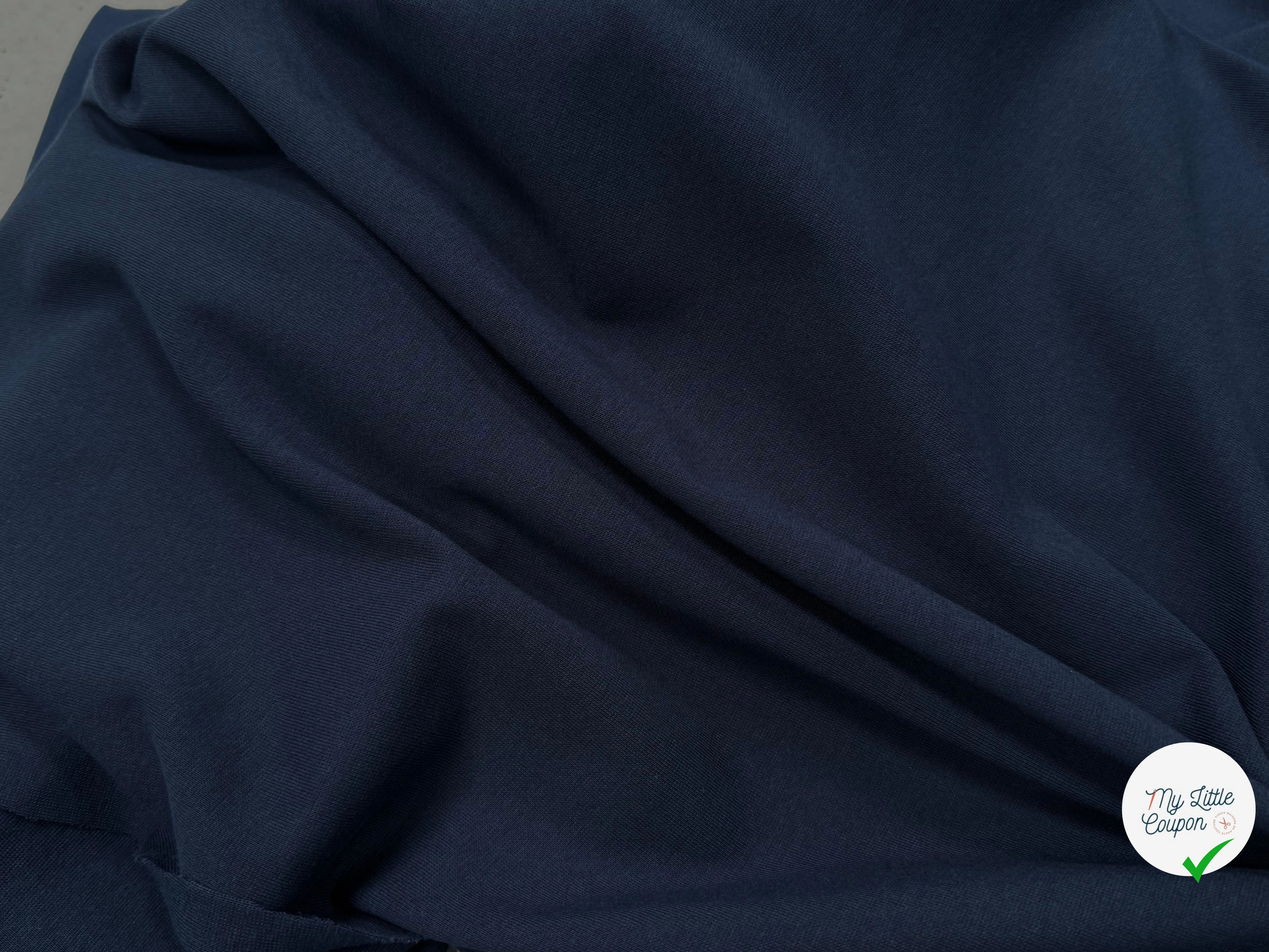 JERSEY DE COTON LOURD EXTENSIBLE BLEU MARINE - My Little Coupon