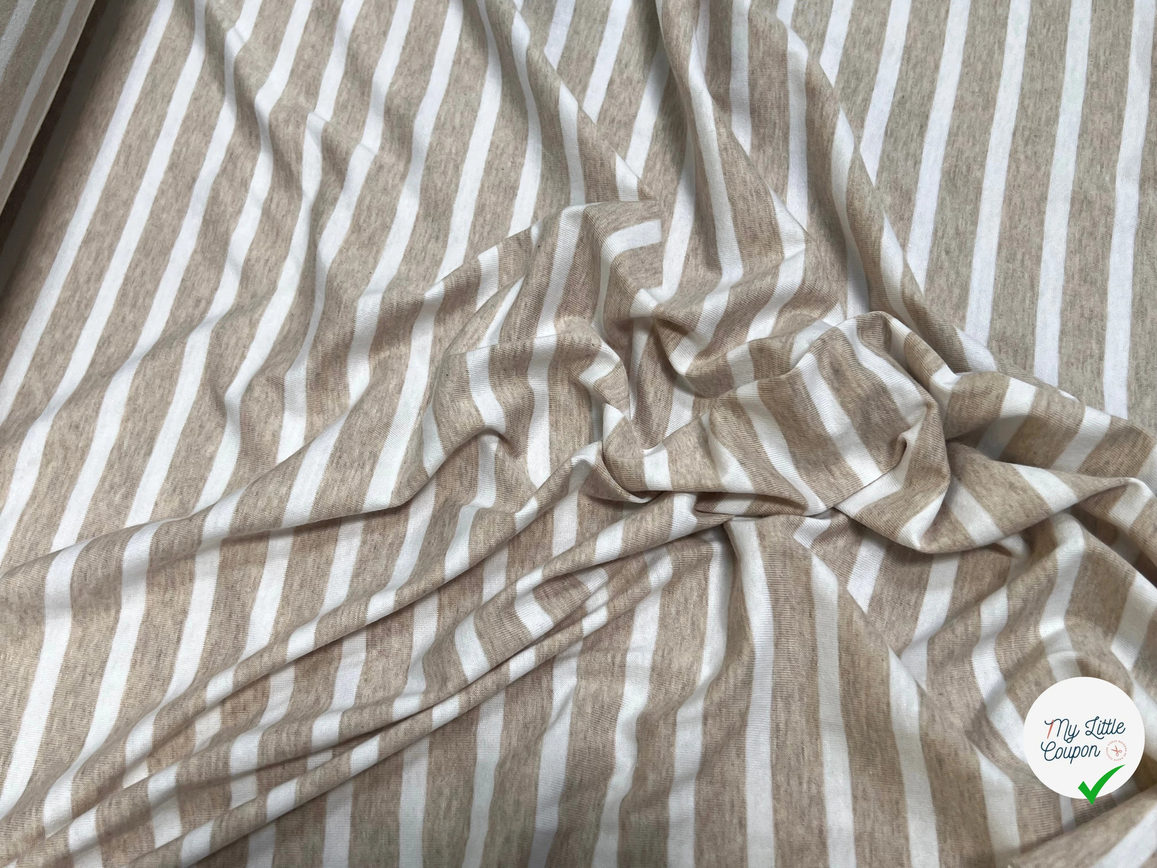 JERSEY DE COTON MARINIÈRE NATUREL/NEIGE - My Little Coupon