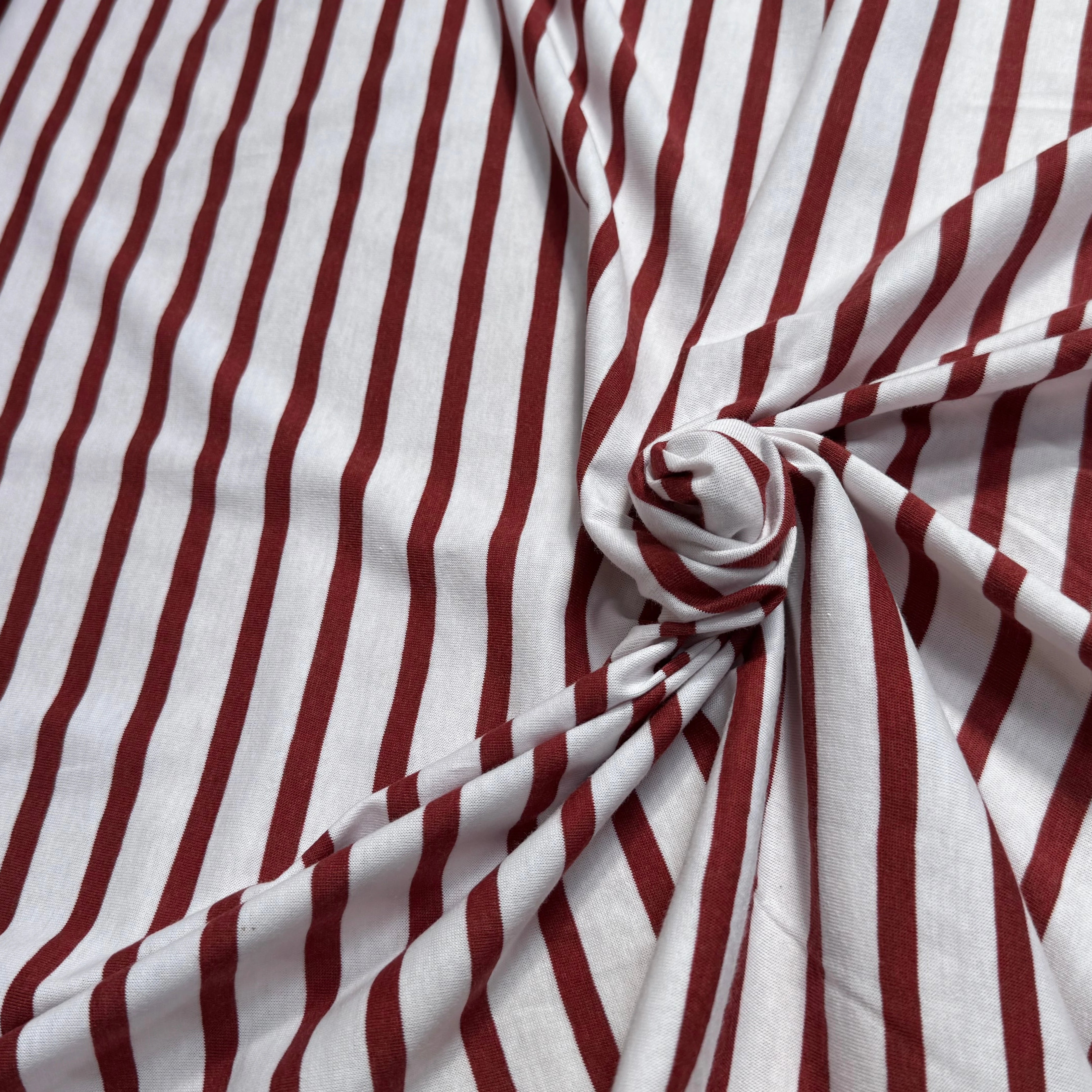 JERSEY DE COTON MARINIÈRE RAYURES NEIGE/TERRA CHINE - My Little Coupon