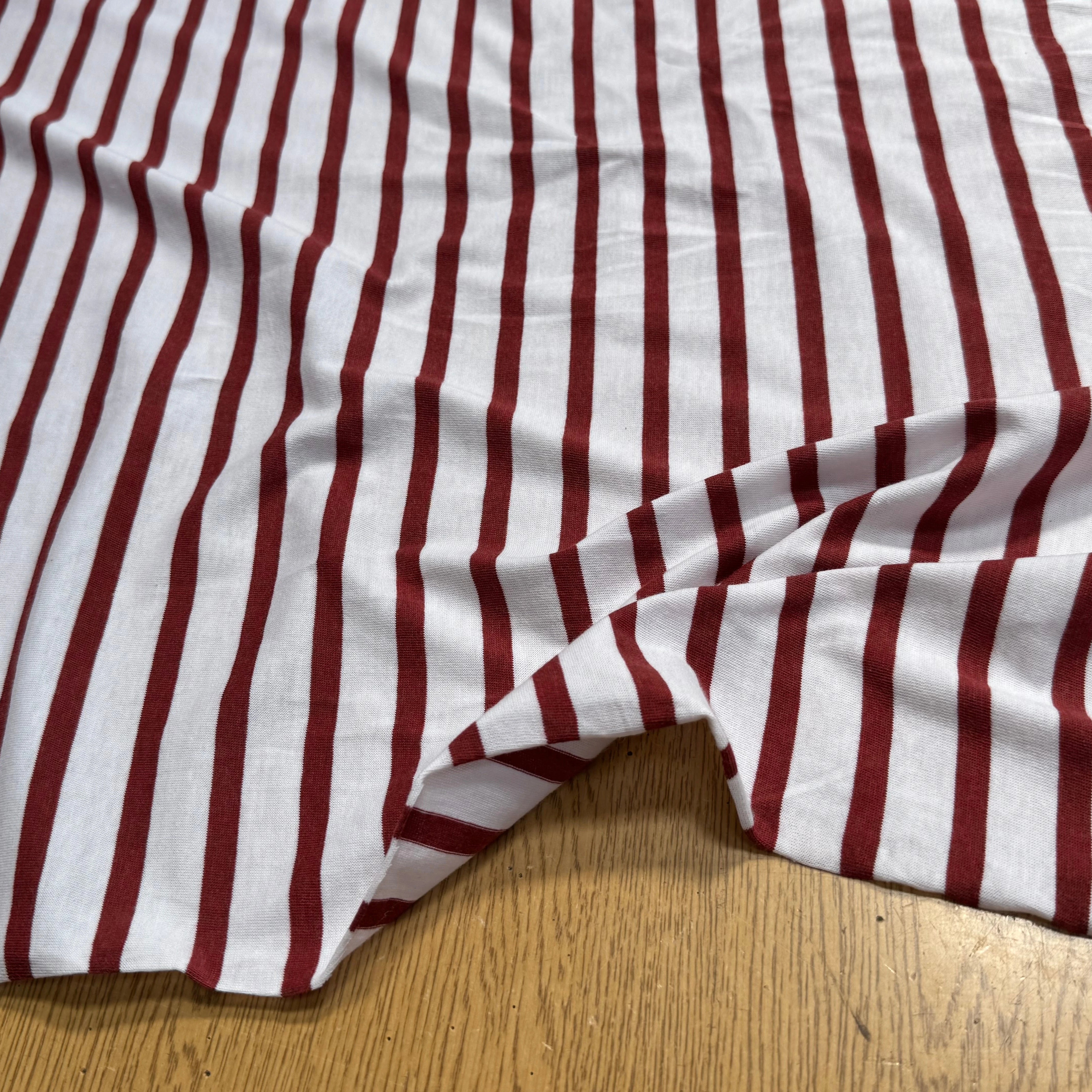 JERSEY DE COTON MARINIÈRE RAYURES NEIGE/TERRA CHINE - My Little Coupon