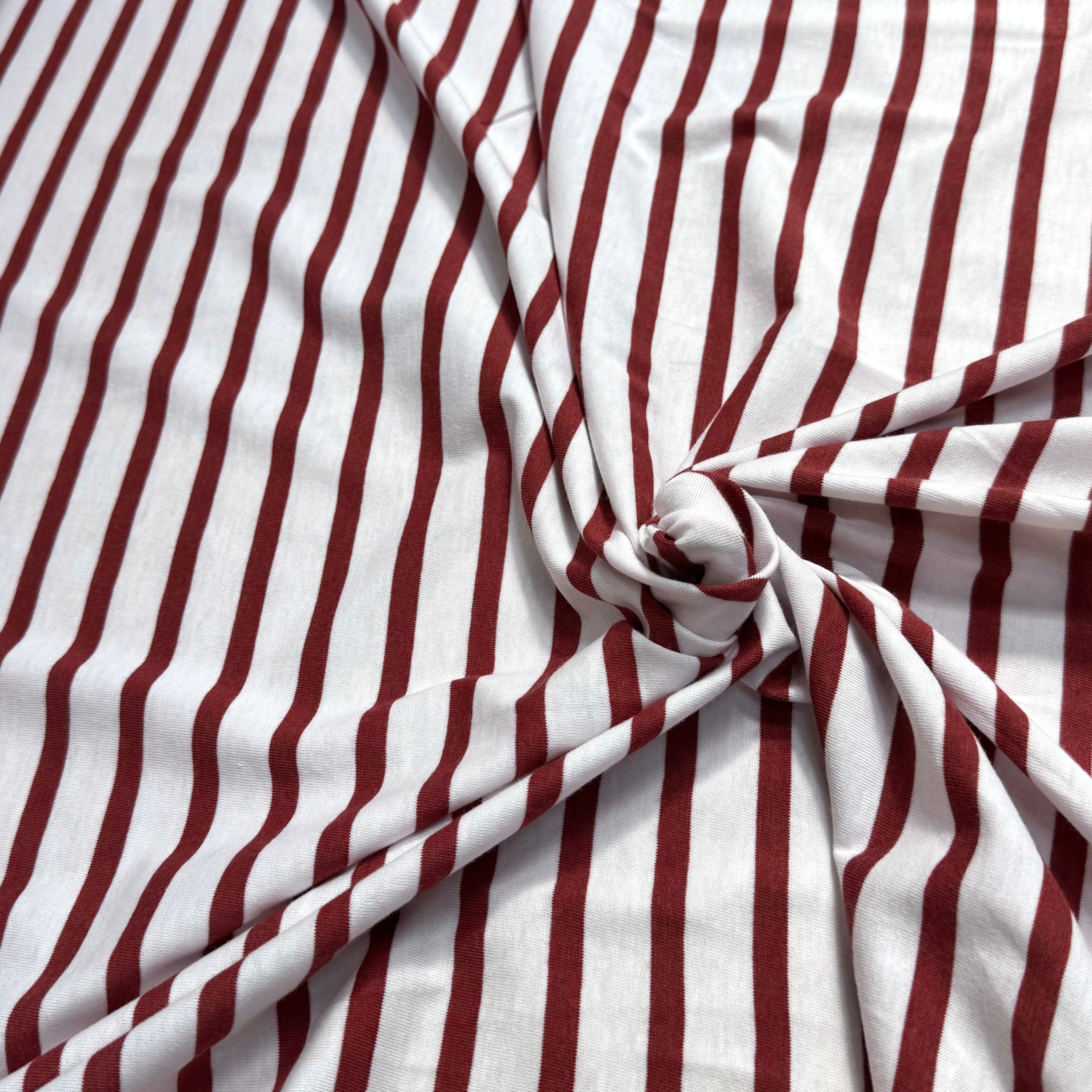 JERSEY DE COTON MARINIÈRE RAYURES NEIGE/TERRA CHINE - My Little Coupon