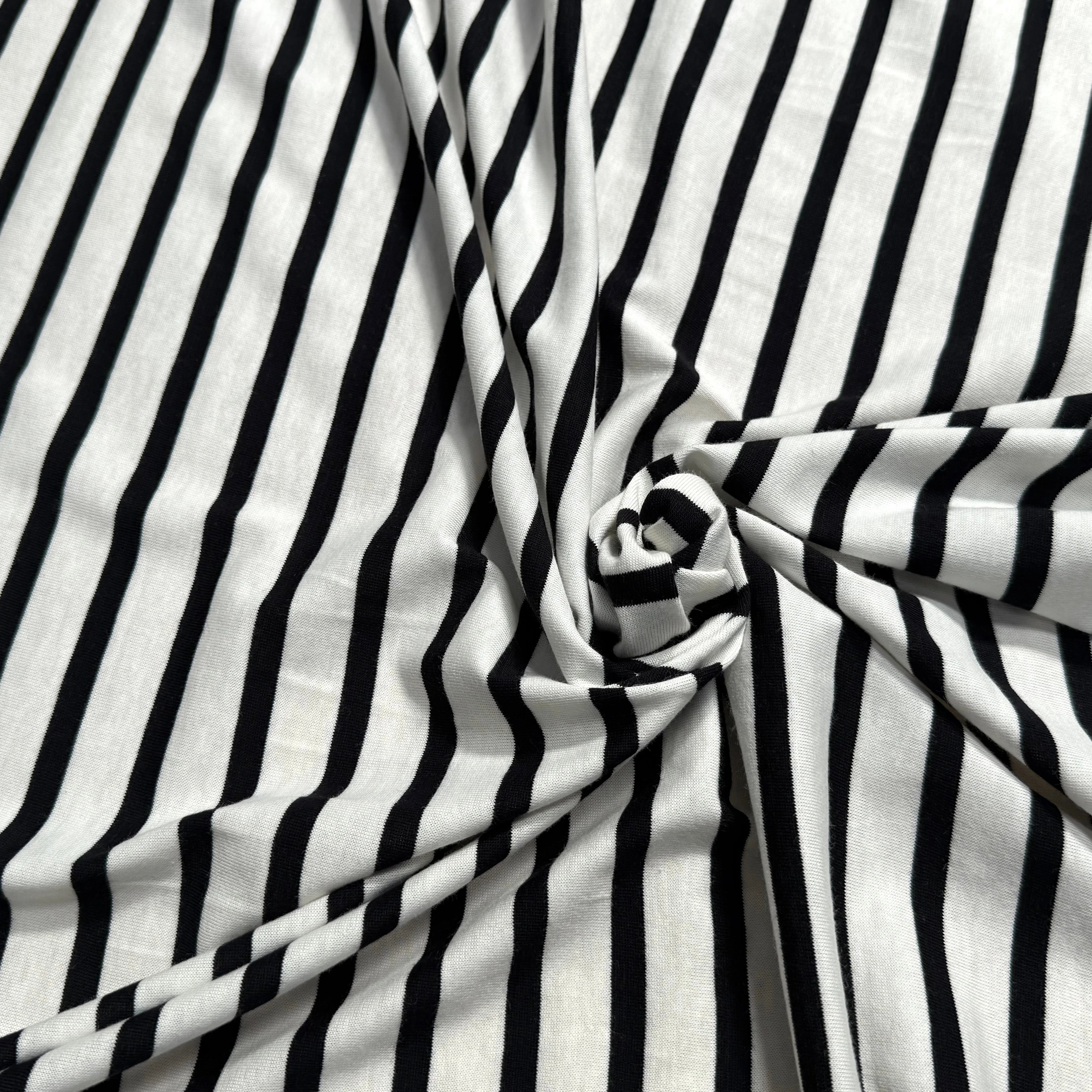 JERSEY DE COTON MARINIÈRE RAYURES SWAN/NOIR 145 - My Little Coupon