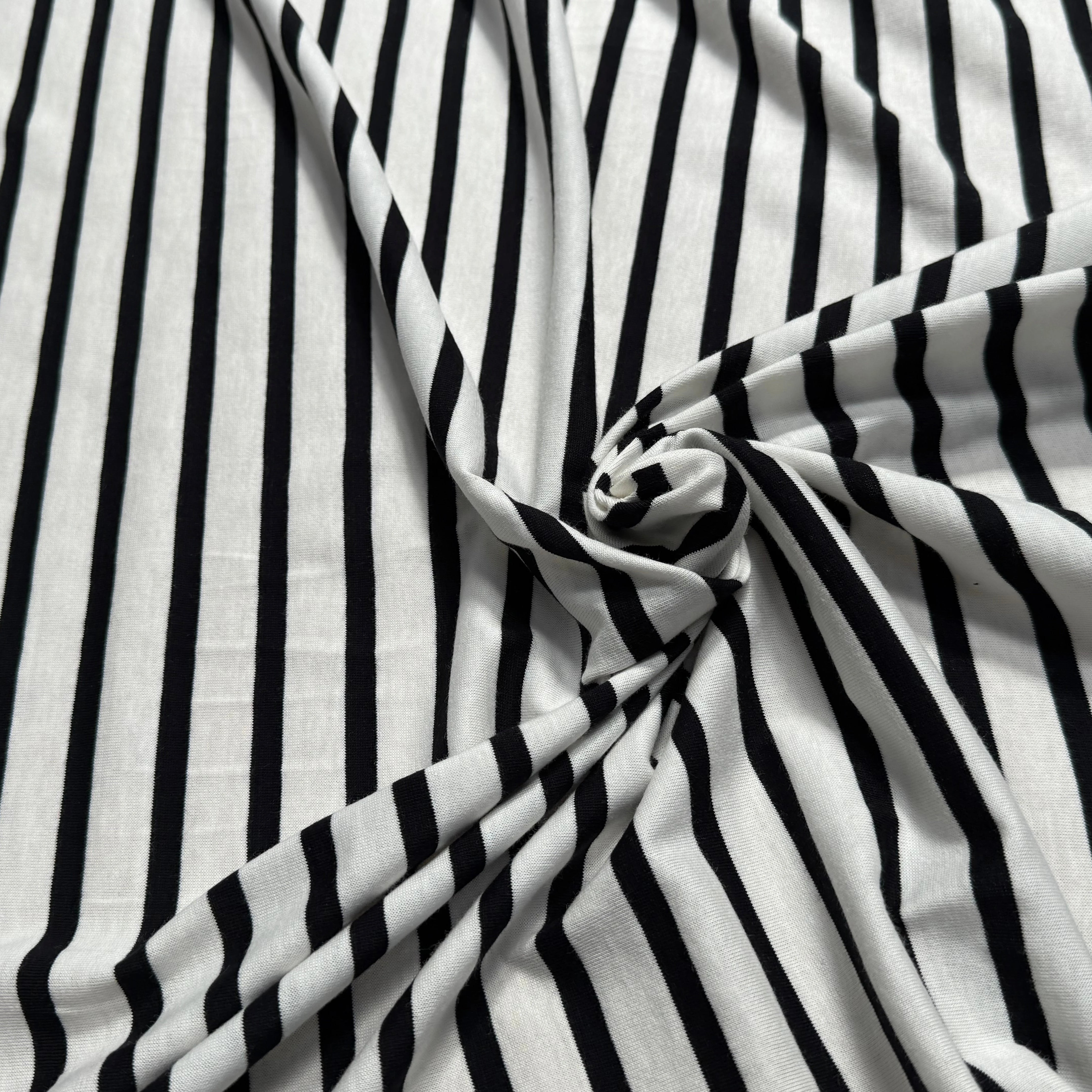 JERSEY DE COTON MARINIÈRE RAYURES SWAN/NOIR 145 - My Little Coupon