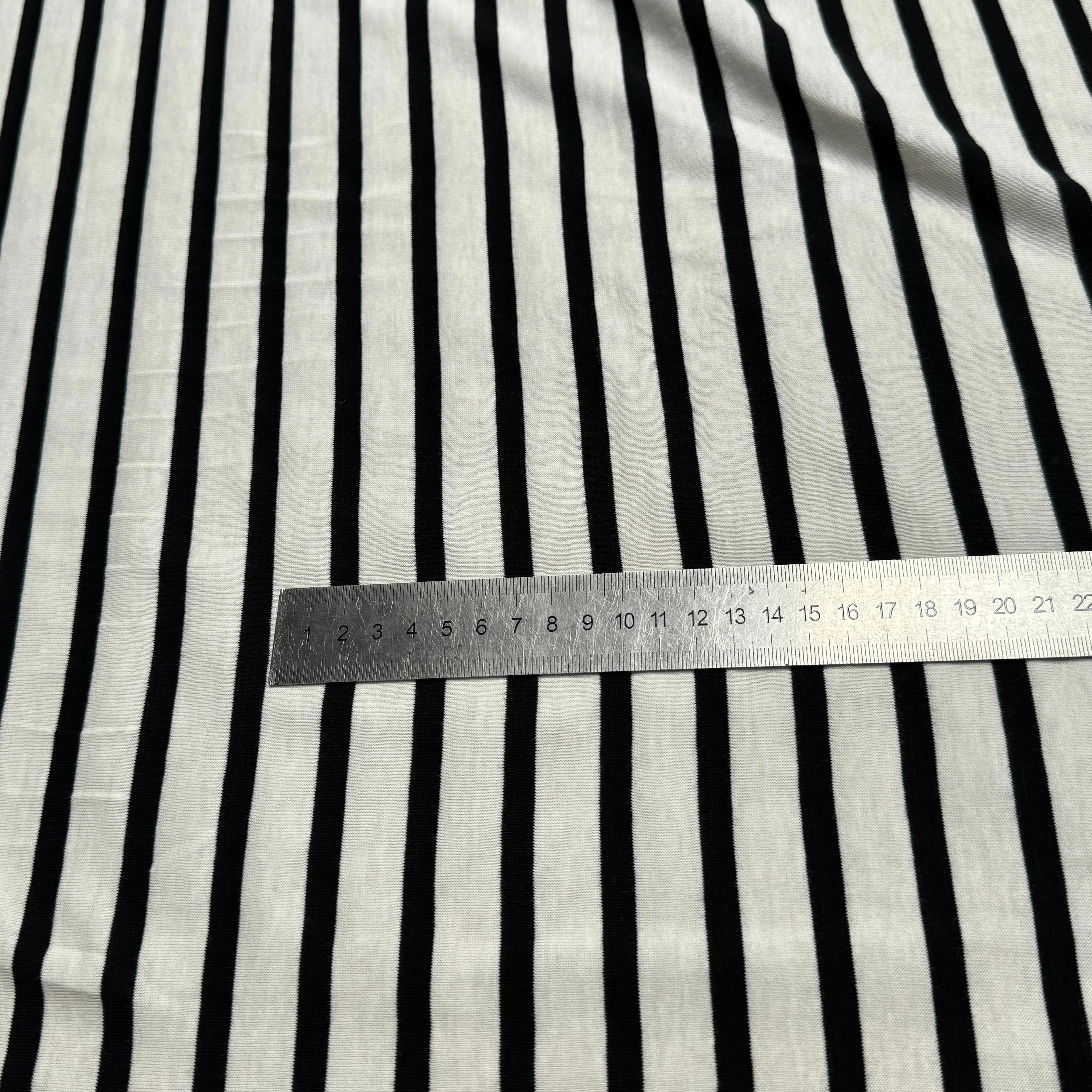JERSEY DE COTON MARINIÈRE RAYURES SWAN/NOIR 145 - My Little Coupon