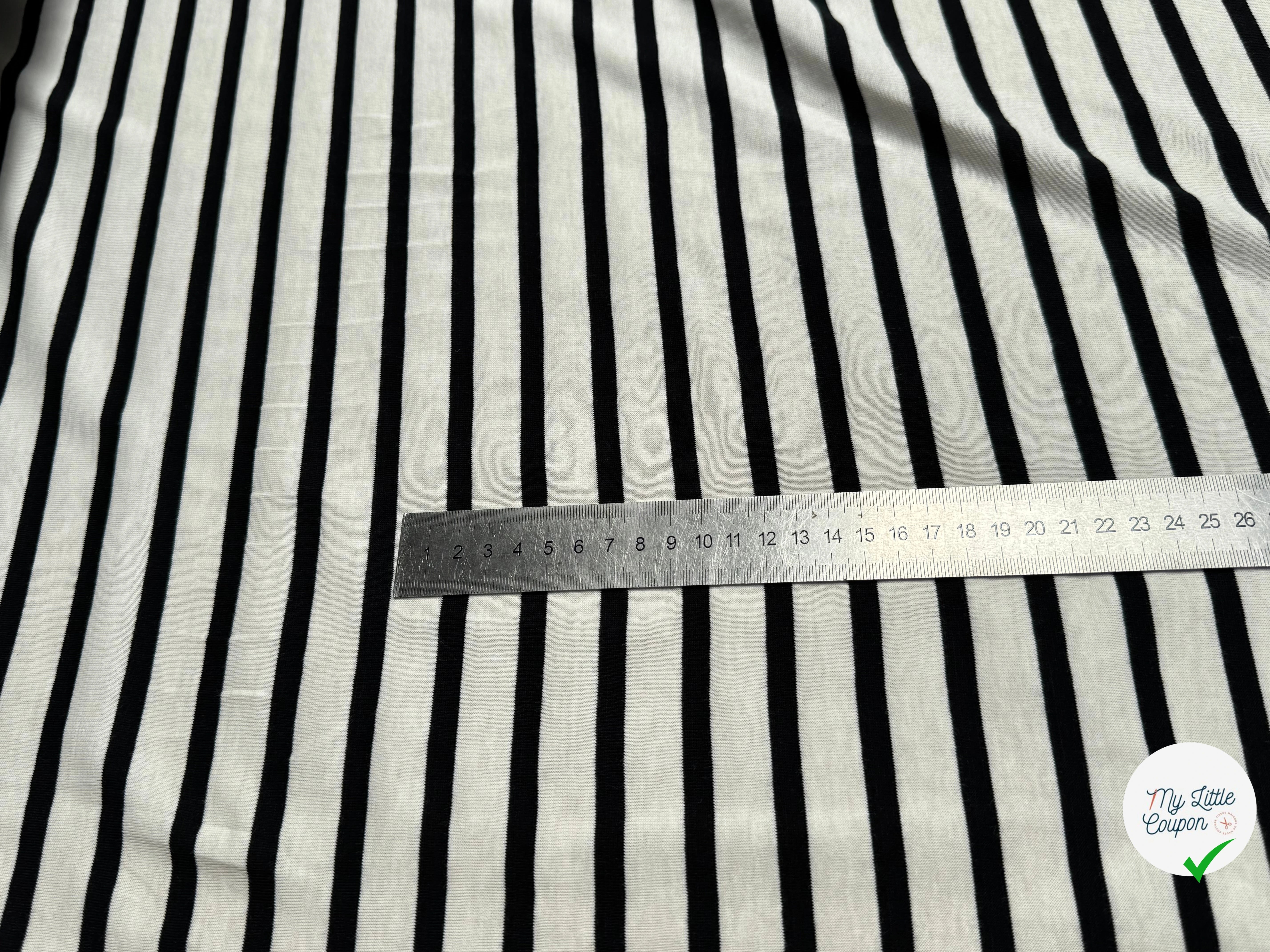 JERSEY DE COTON MARINIÈRE RAYURES SWAN/NOIR 145 - My Little Coupon