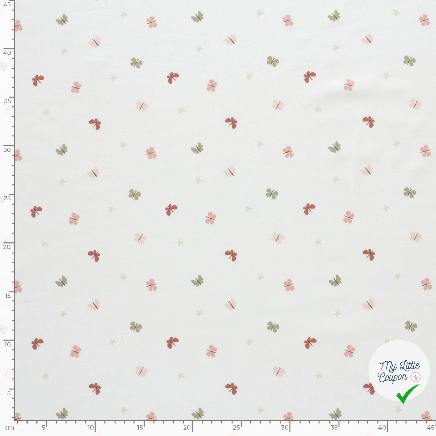 Jersey de coton papillons blanc cassé