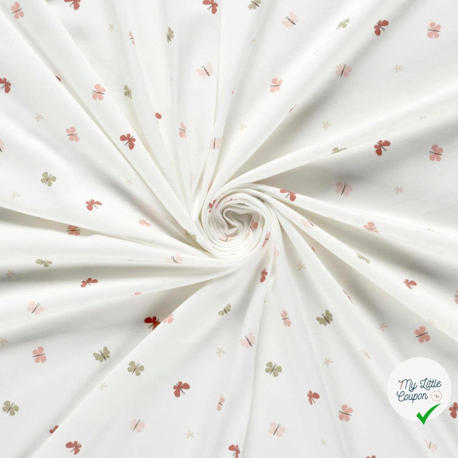 Jersey de coton papillons blanc cassé
