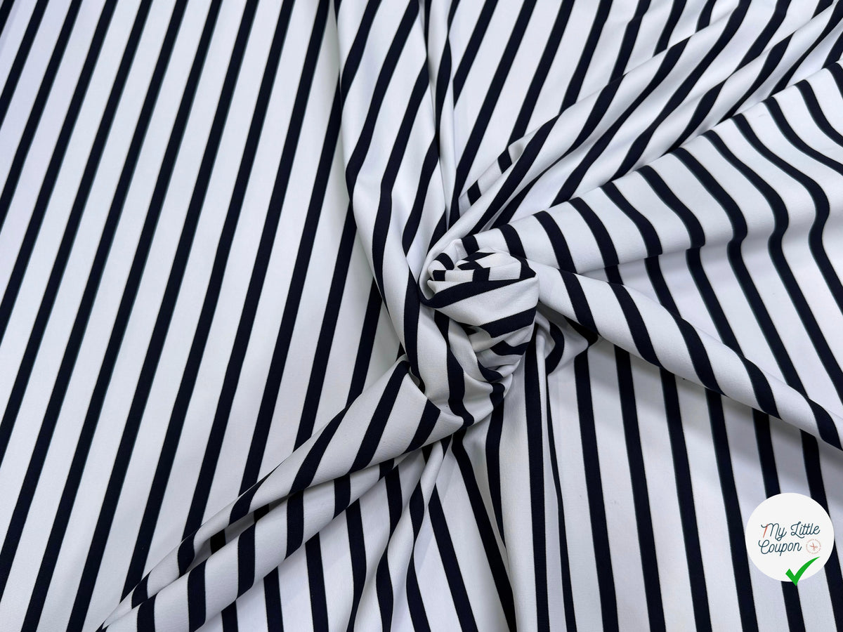 JERSEY DE COTON PEAU DE PÊCHE ULTRA STRETCH RAYURES BLANC ET NAVY FABRICATION RÉGION DE TROYES 🇫🇷 - My Little Coupon