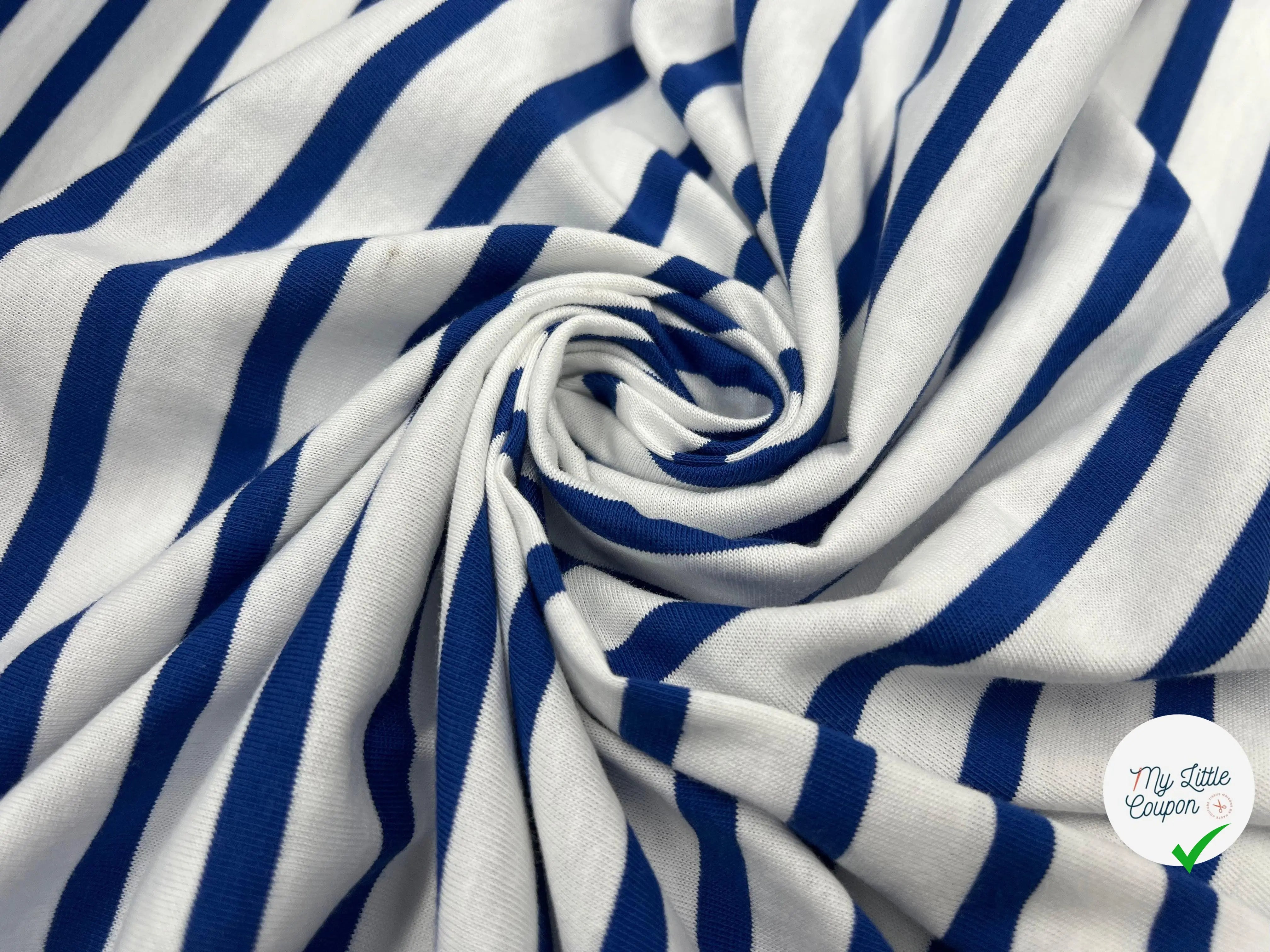JERSEY DE COTON RAYURES BLEU ET BLANCHES - My Little Coupon - tissu - coudre