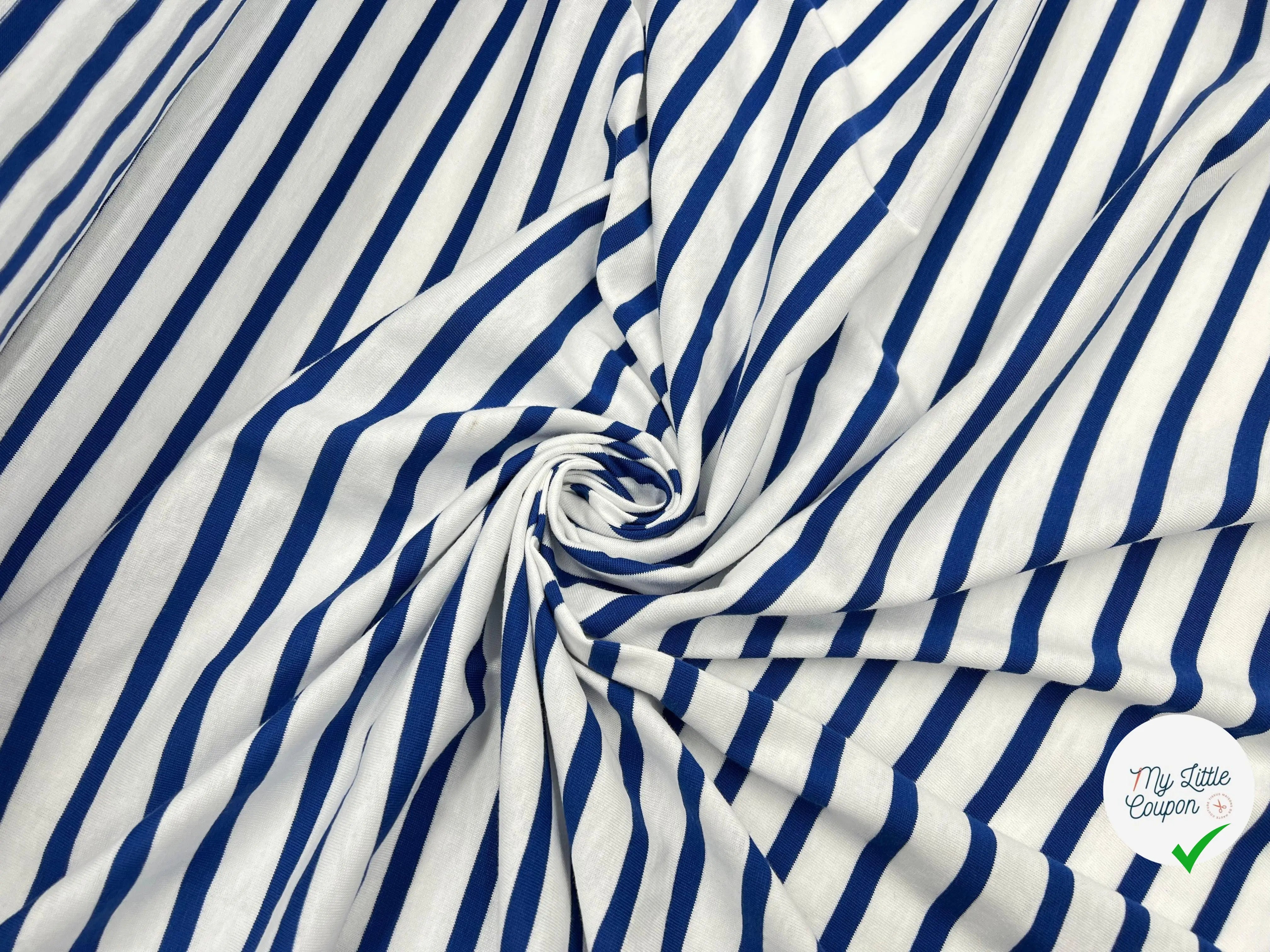 JERSEY DE COTON RAYURES BLEU ET BLANCHES - My Little Coupon - tissu - coudre