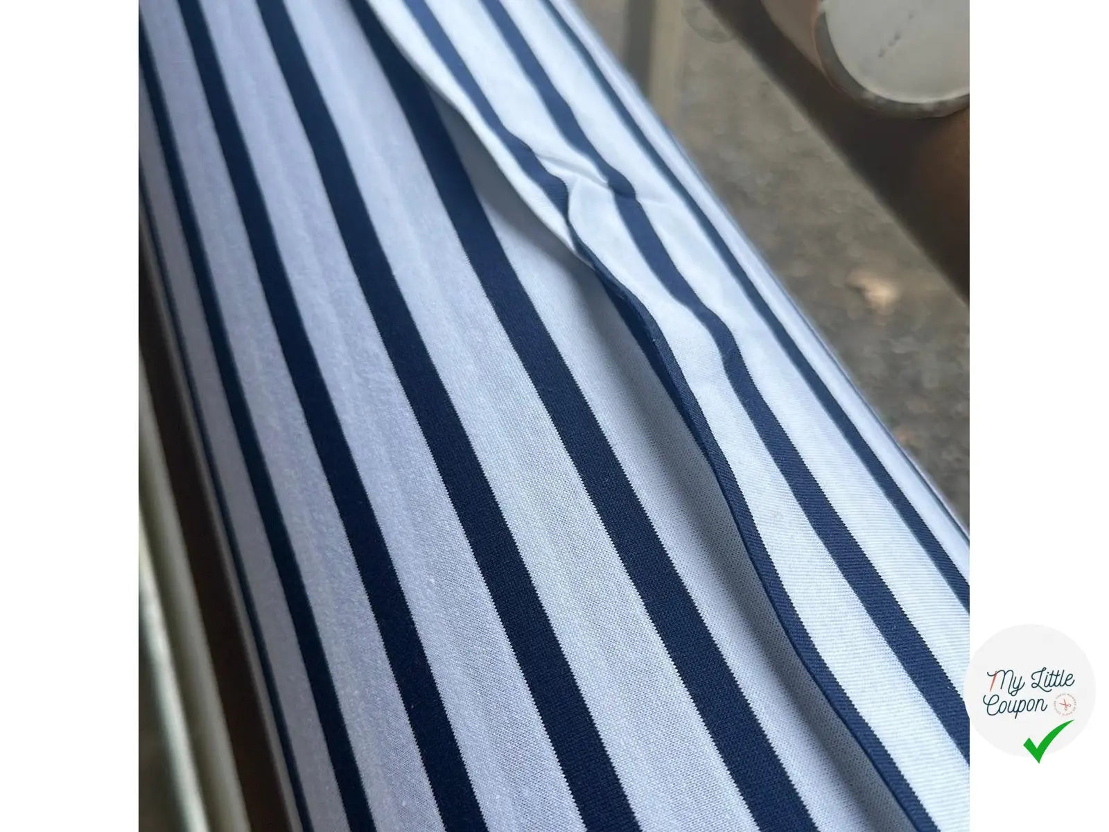 JERSEY DE COTON RAYURES BLEU ET NEIGE - My Little Coupon - tissu - coudre
