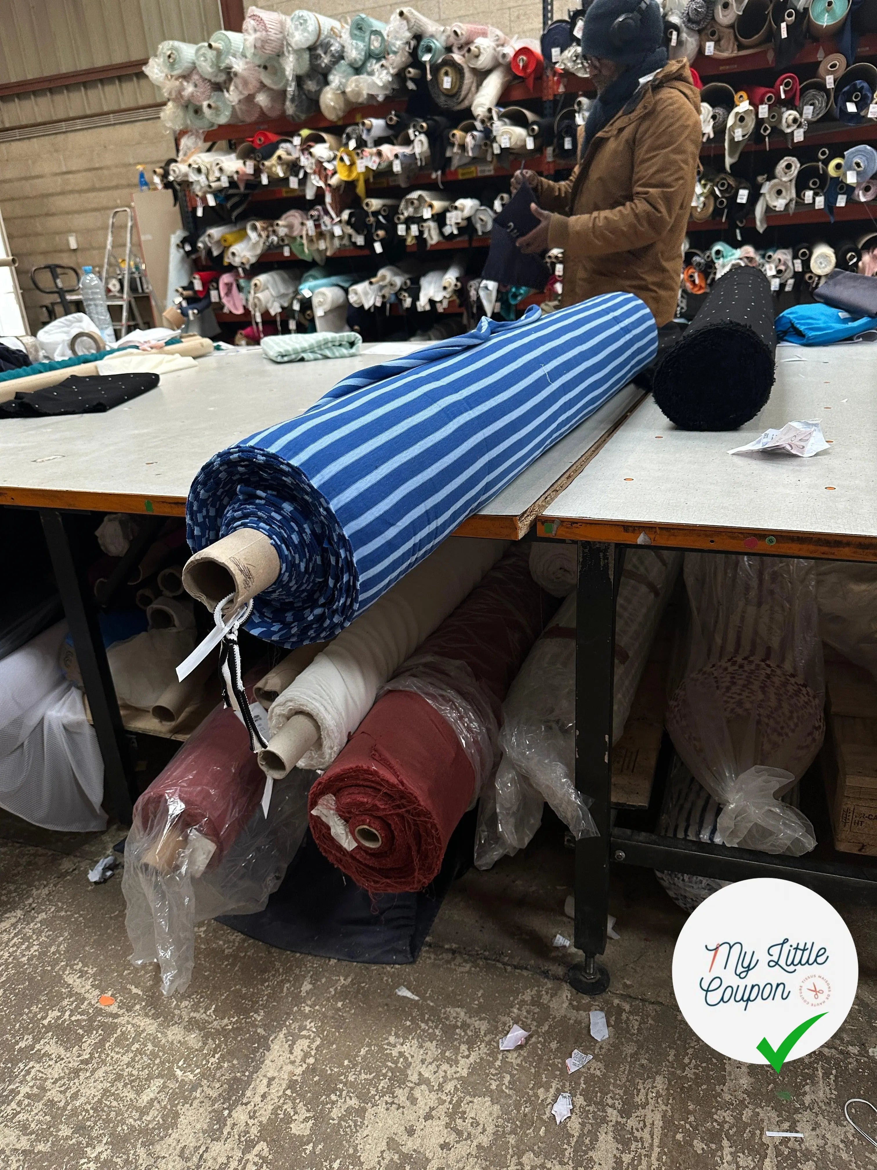 JERSEY DE COTON RAYURES BLEU SUR BLEU - My Little Coupon - tissu - coudre