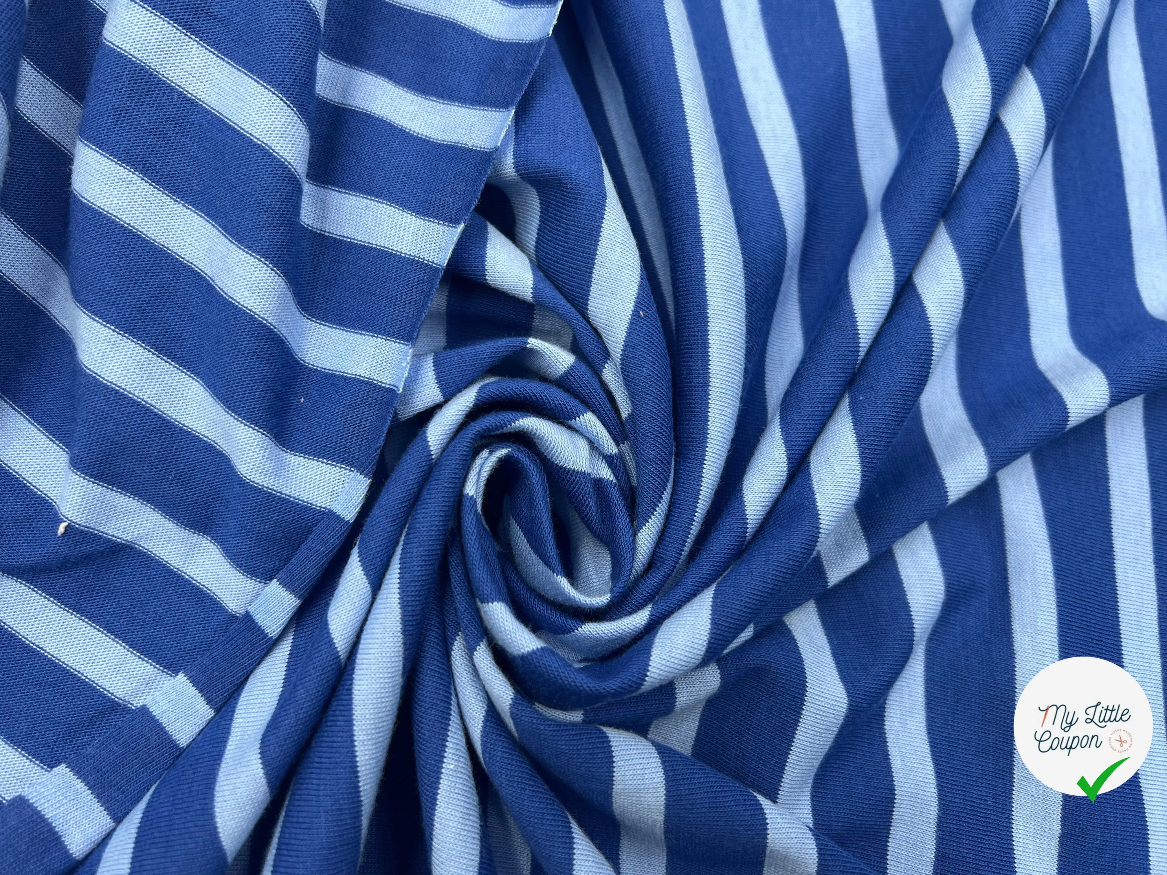 JERSEY DE COTON RAYURES BLEU SUR BLEU - My Little Coupon - tissu - coudre