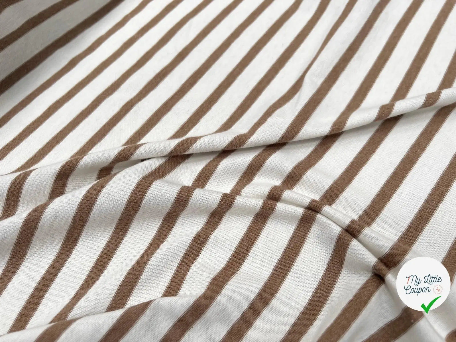 JERSEY DE COTON RAYURES CARAMEL SUR BEIGE CRÈME - My Little Coupon - tissu - coudre