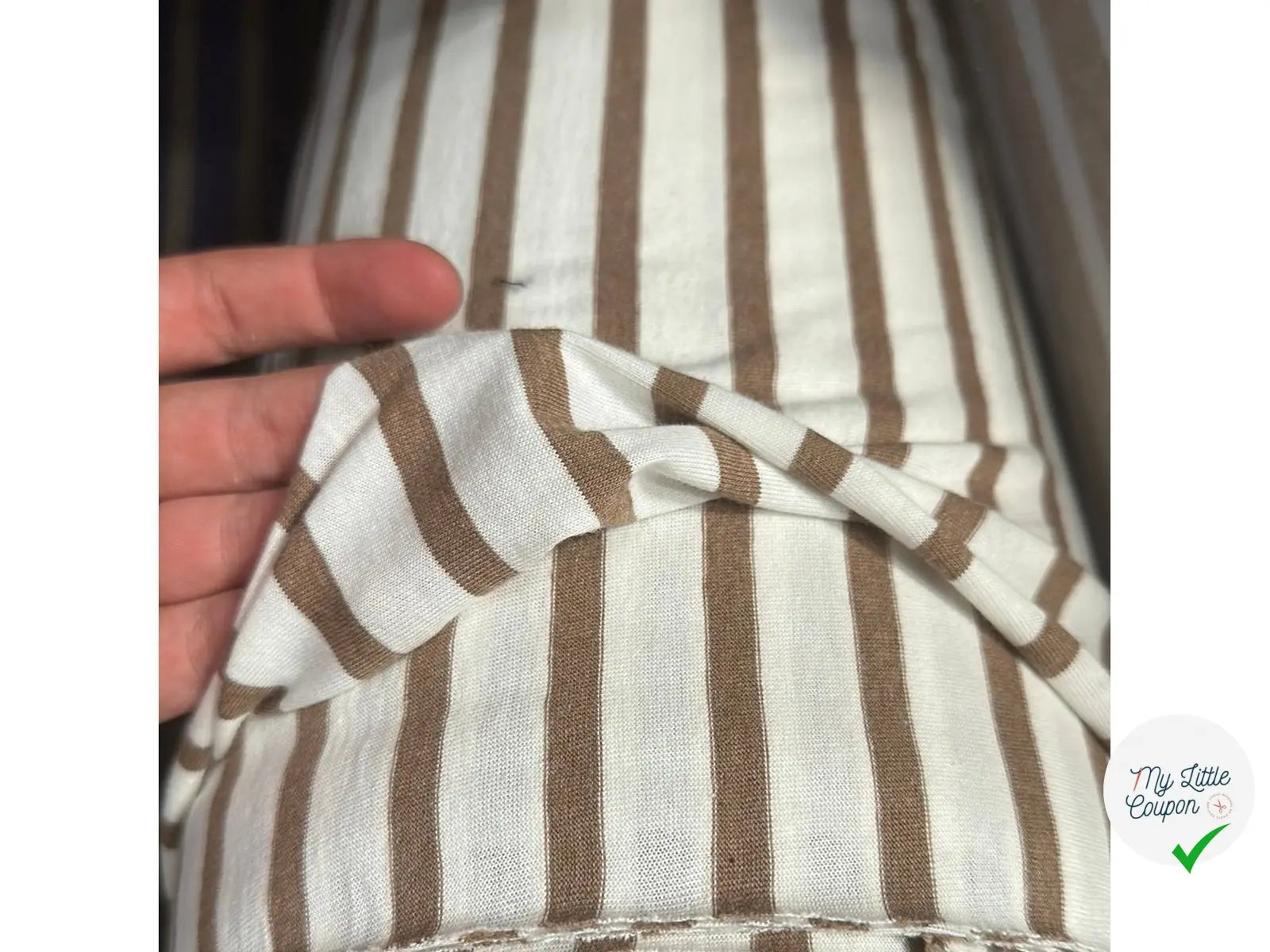 JERSEY DE COTON RAYURES CARAMEL SUR BEIGE CRÈME MSO