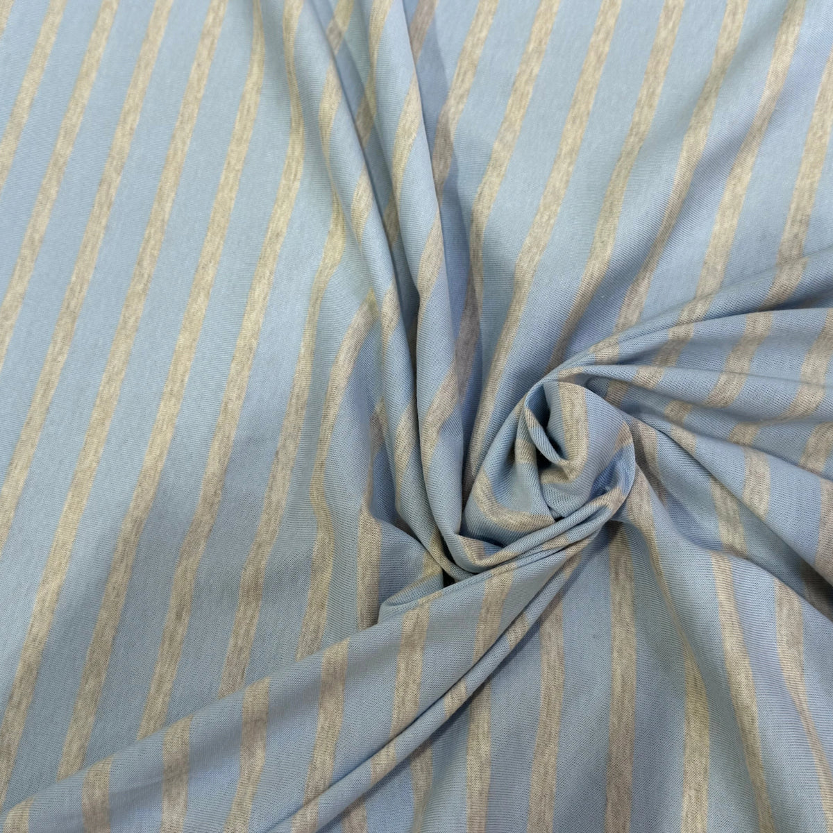 JERSEY DE COTON RAYURES GRISES FOND BLEU CIEL FABRICATION RÉGION DE TROYES 🇫🇷 - My Little Coupon