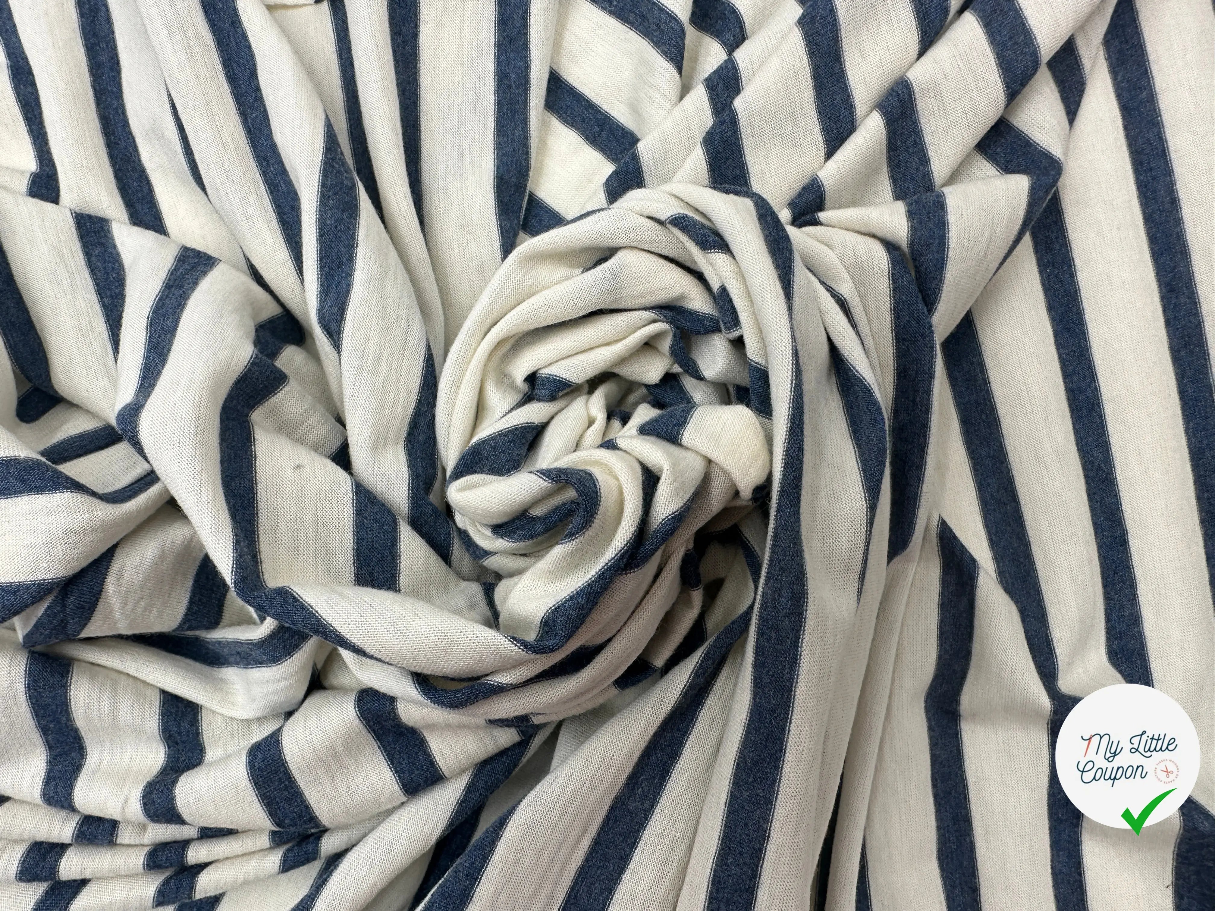 JERSEY DE COTON RAYURES INDIGO FOND ECRU MSO