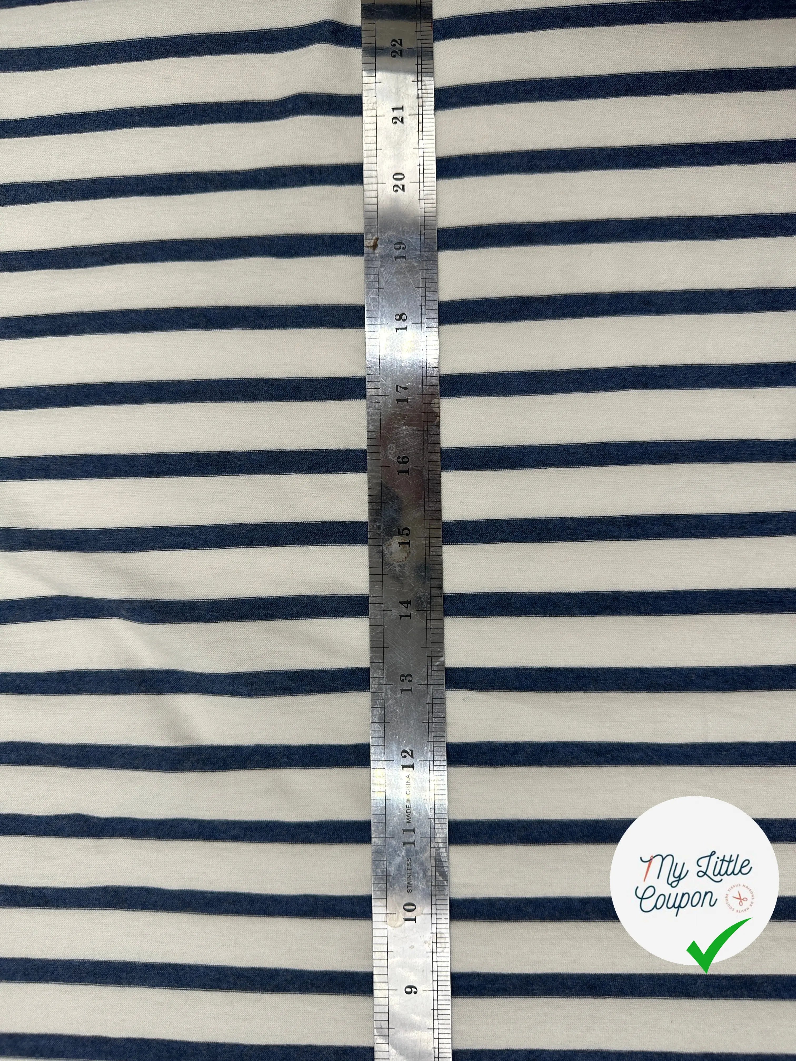 JERSEY DE COTON RAYURES INDIGO FOND ECRU MSO