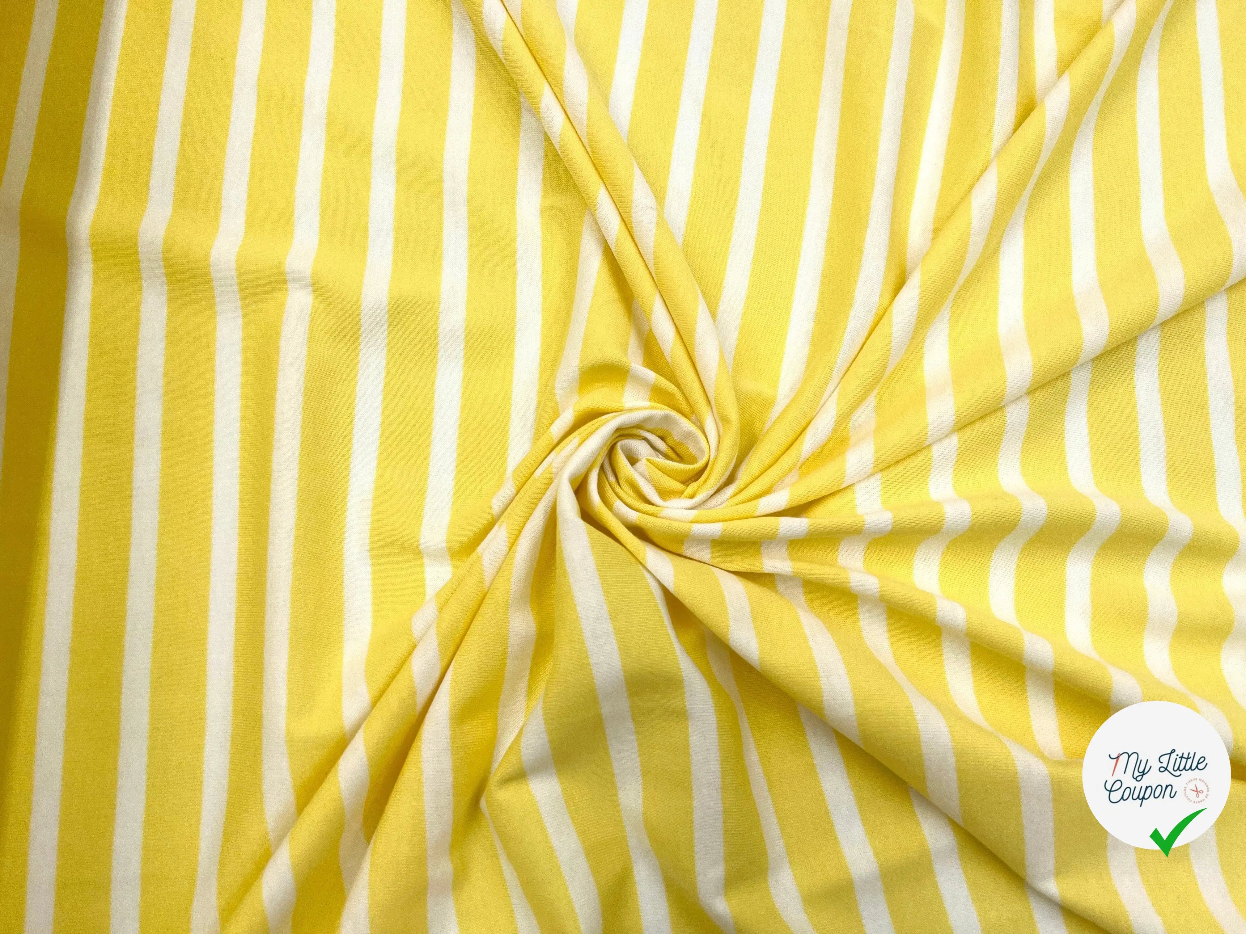 JERSEY DE COTON RAYURES JAUNES ET BLANCHES - My Little Coupon - tissu - coudre