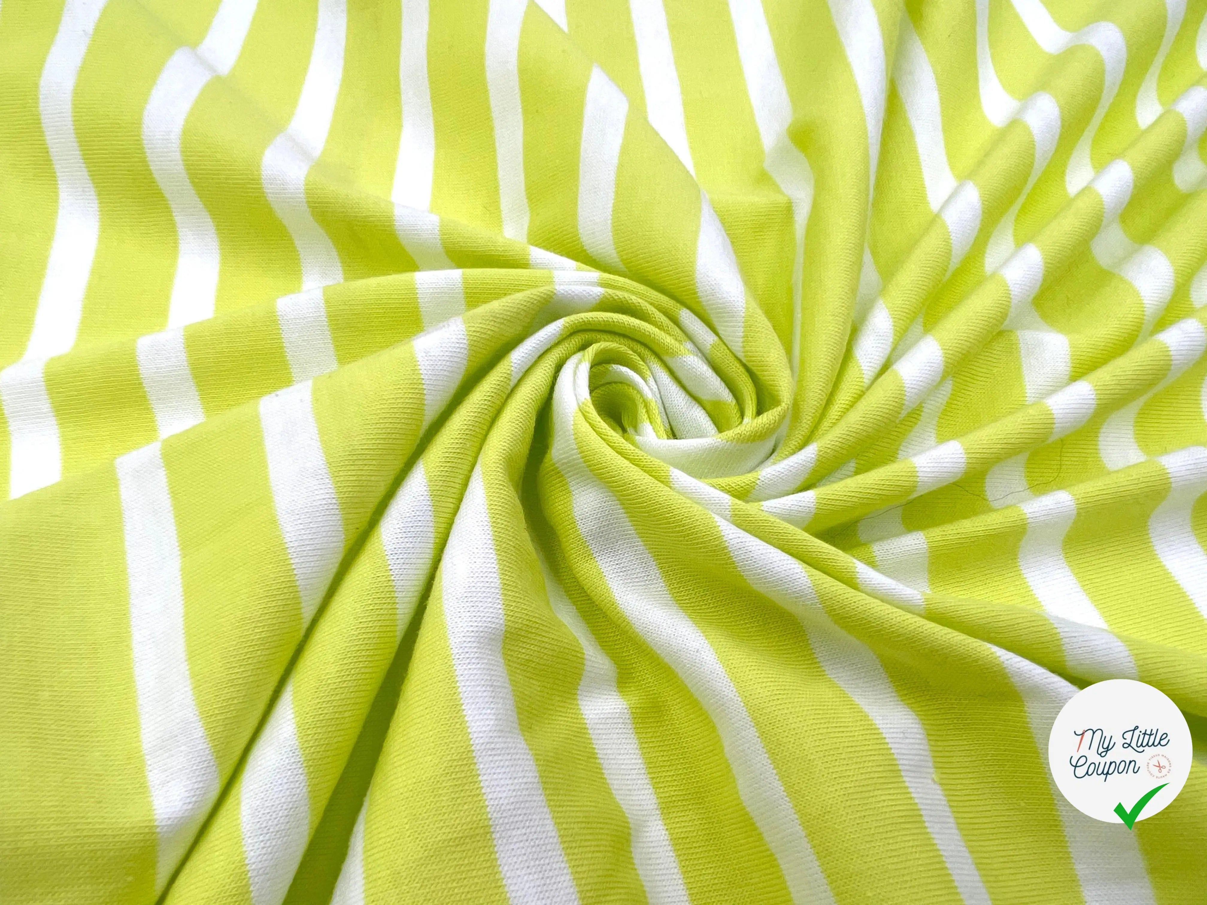 JERSEY DE COTON RAYURES LEMON ET NEIGE - My Little Coupon - tissu - coudre